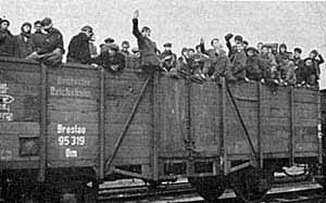 Photograph of the Death Train from Buchenwald to Theresienstadt 8 May 1945.