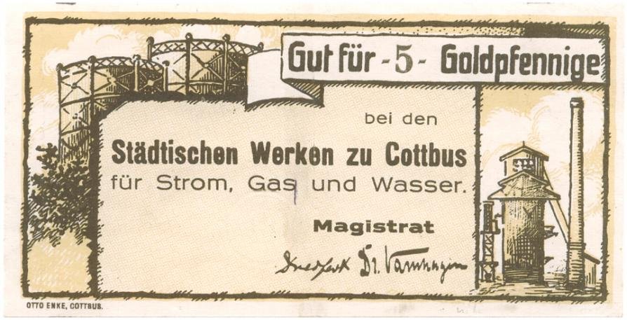 Goldpfennige Städtische Werke Cottbuss 1923