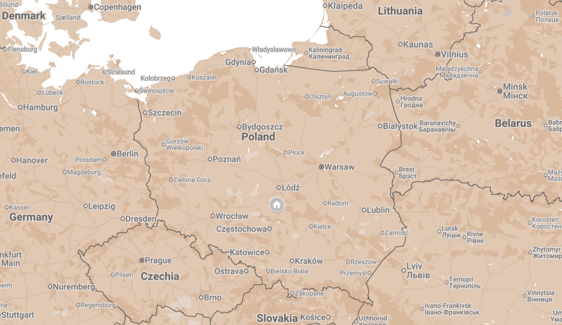 Map of Belchatow, Poland.