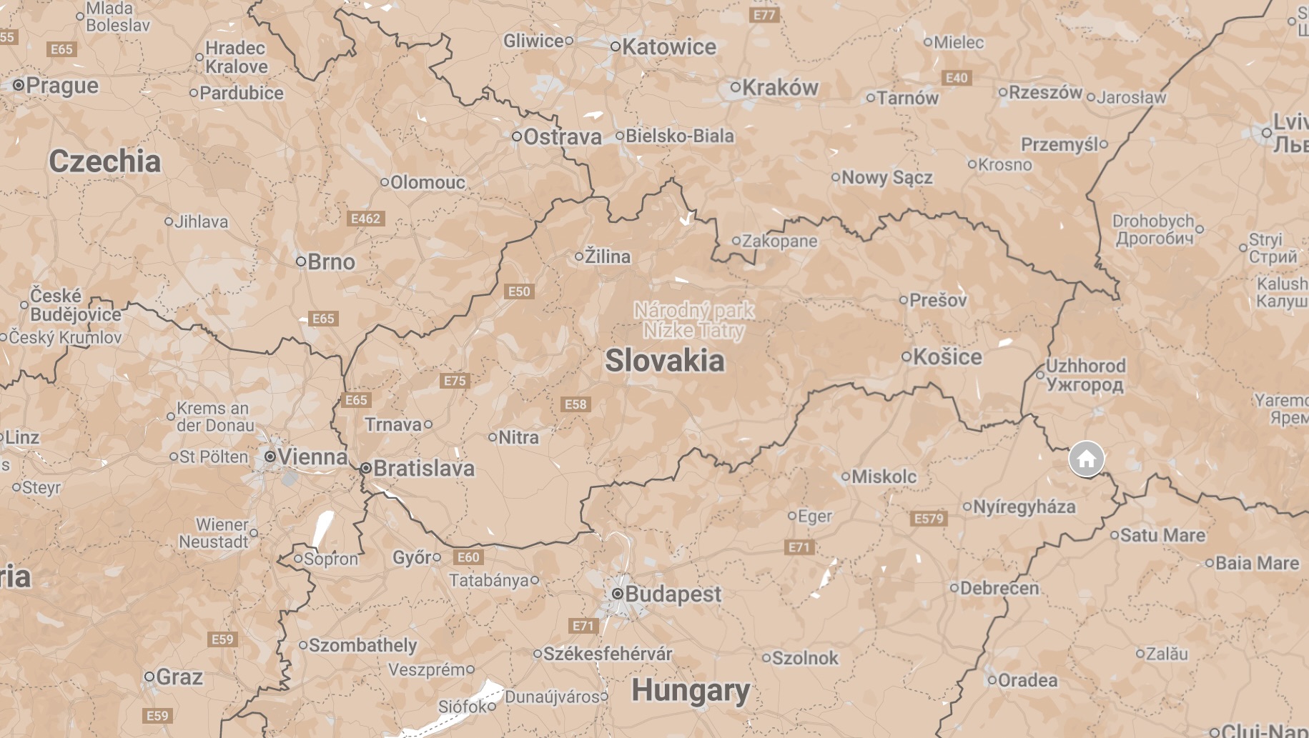 Map of Berehove, Czechoslovakia (modern-day Berehove in Ukraine).