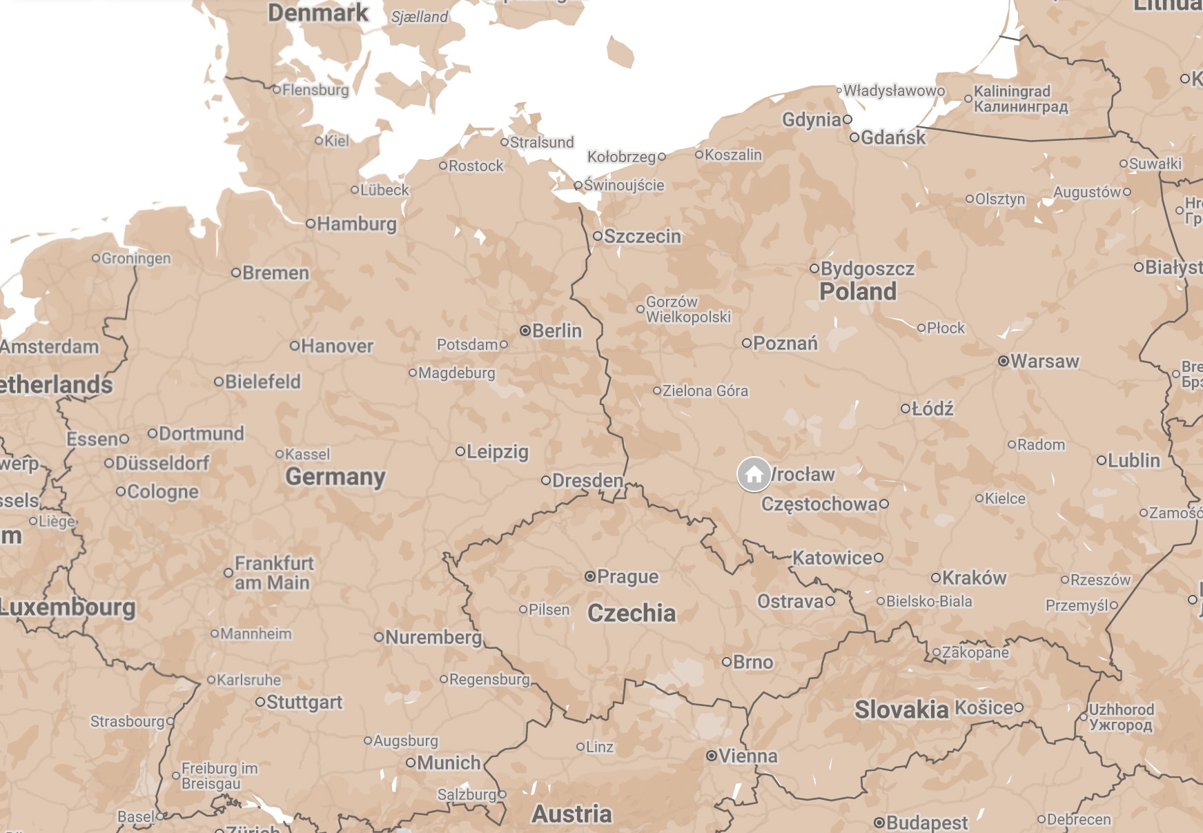 Map of Wroclaw, Poland (modern-day Breslau, Germany).