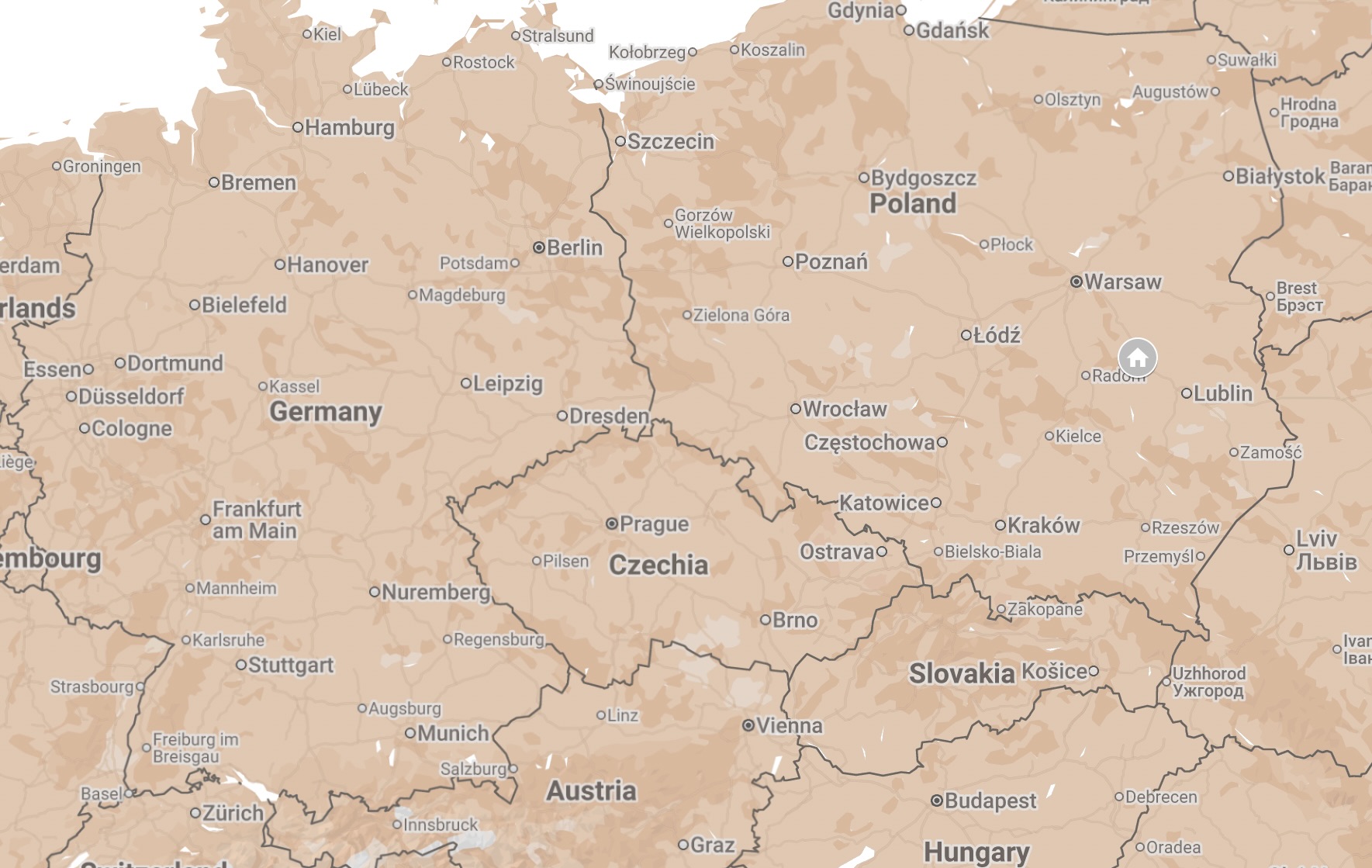 Map of Deblin, Poland.