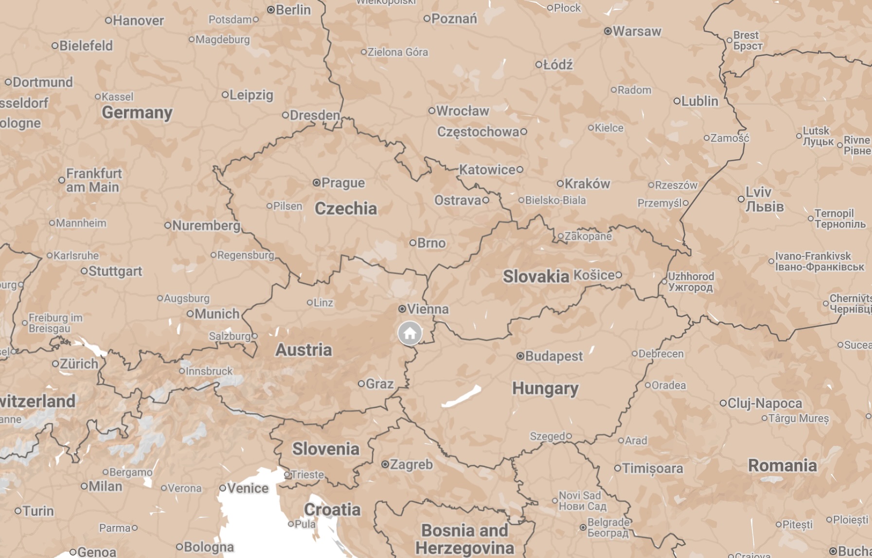 Map of Eisenstadt, Austria.