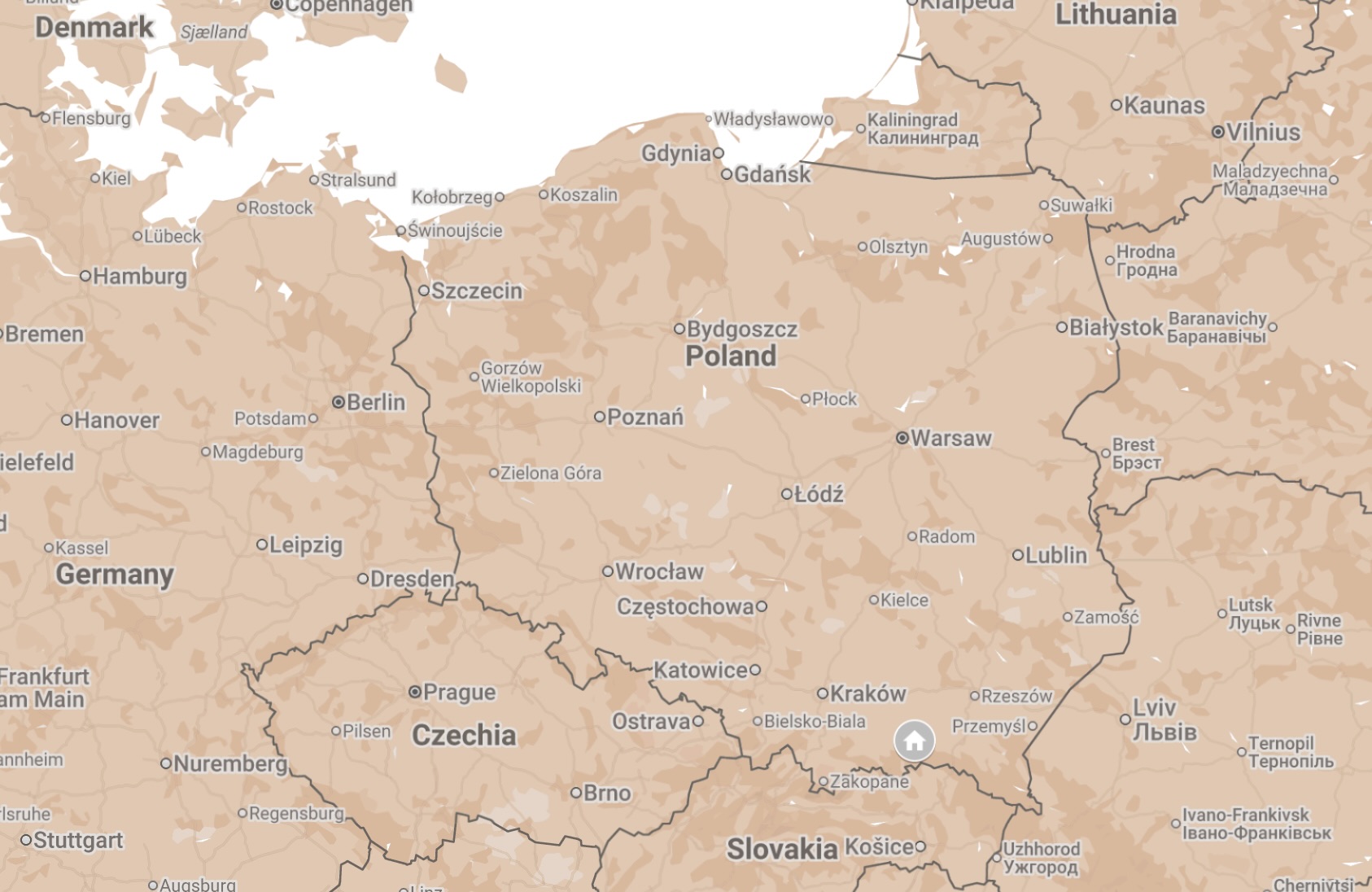 Map of Gorlice, Poland.