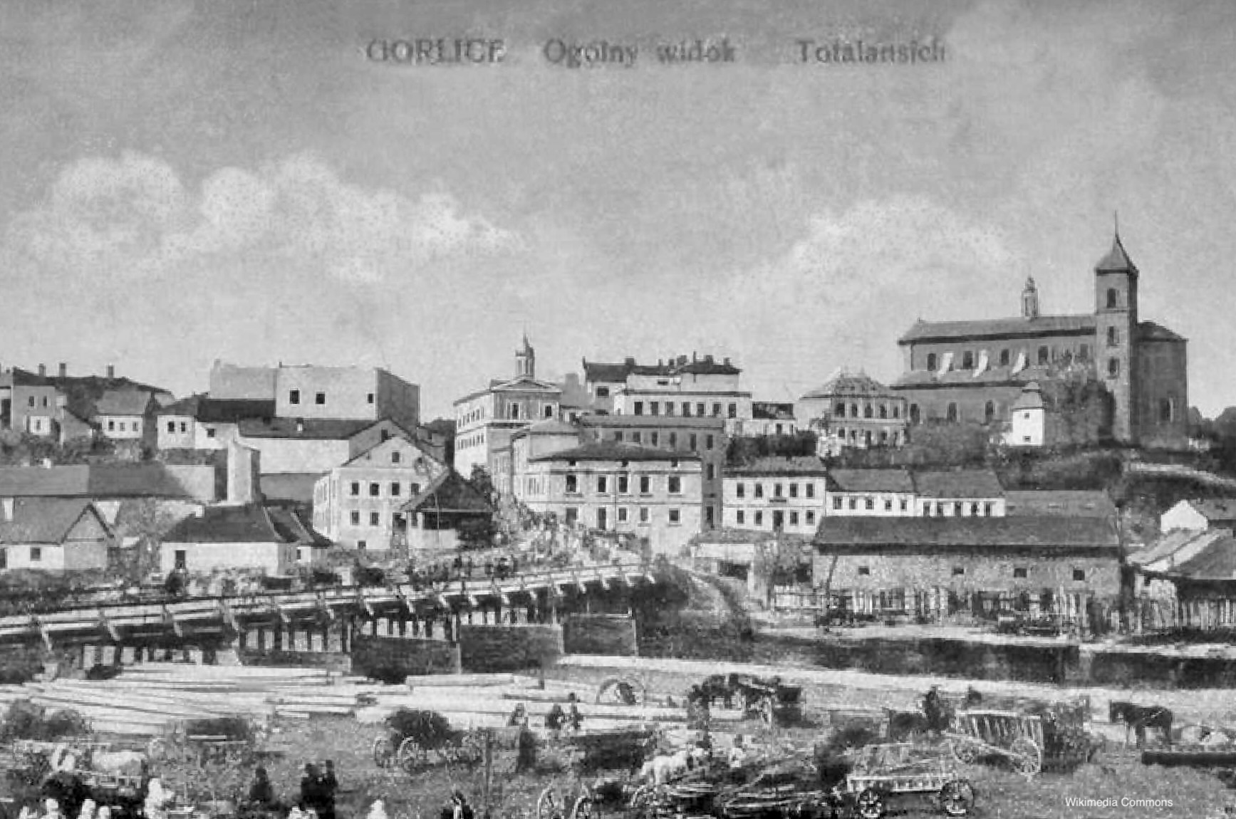 Pre-World War II postcard of Gorlice.