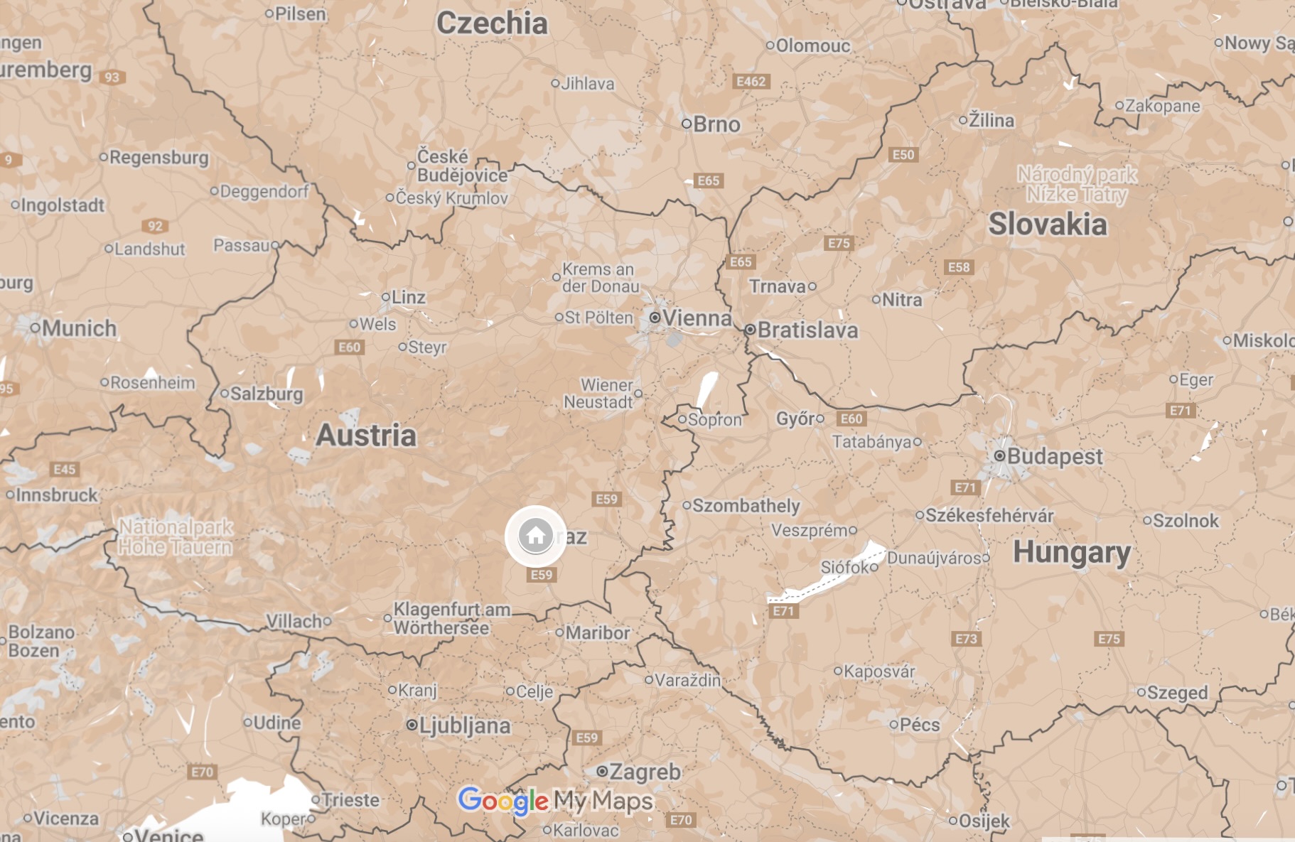 Map of Graz, Austria.