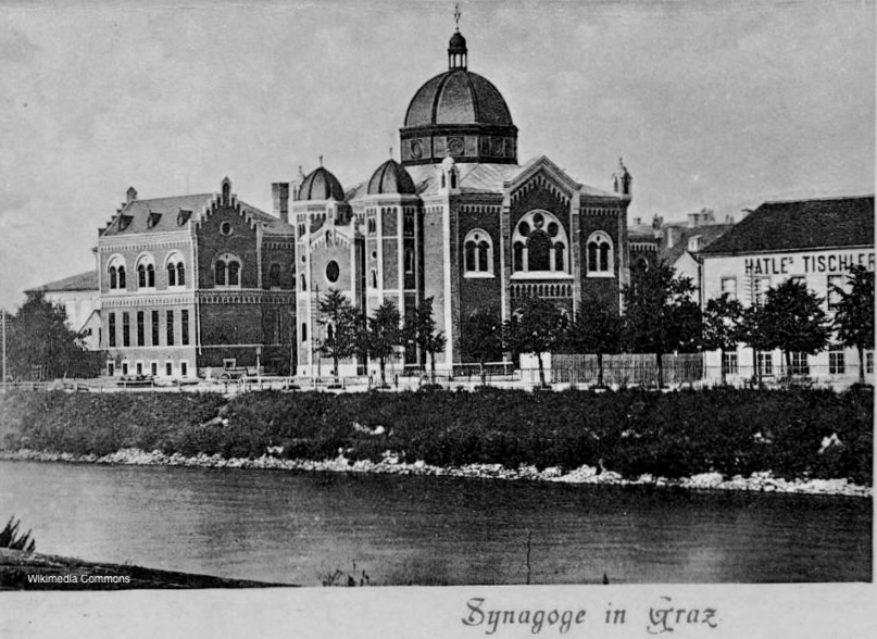 Postcard of Graz Synagogue, Austria, 1900.