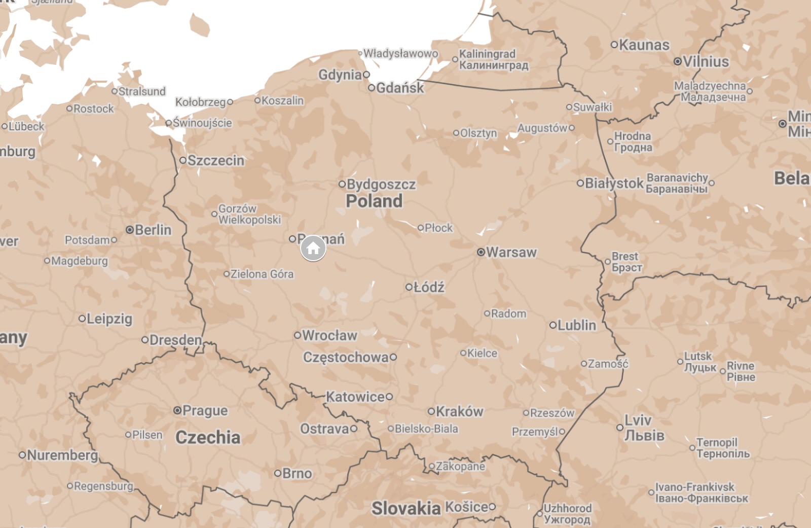 Map of Greater Poland Voivodeship, Poland.