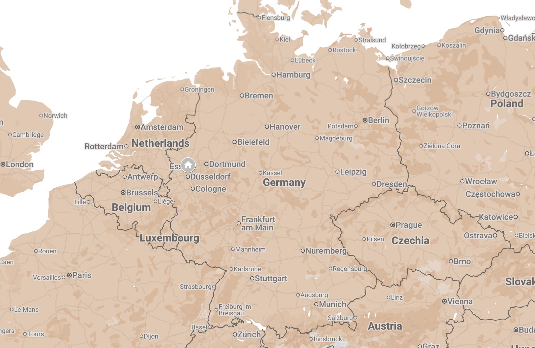 Map of Hamborn, Germany.