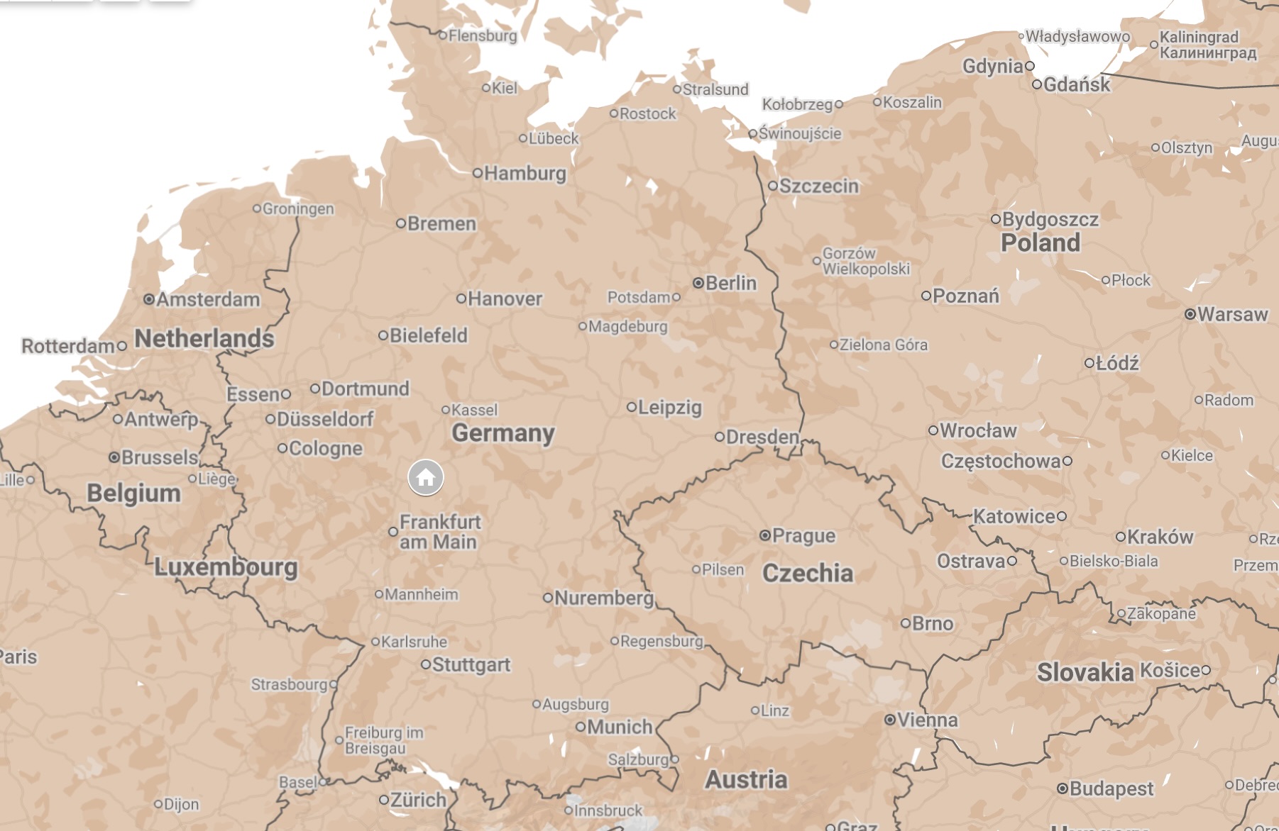 Map of Hesse, Germany.