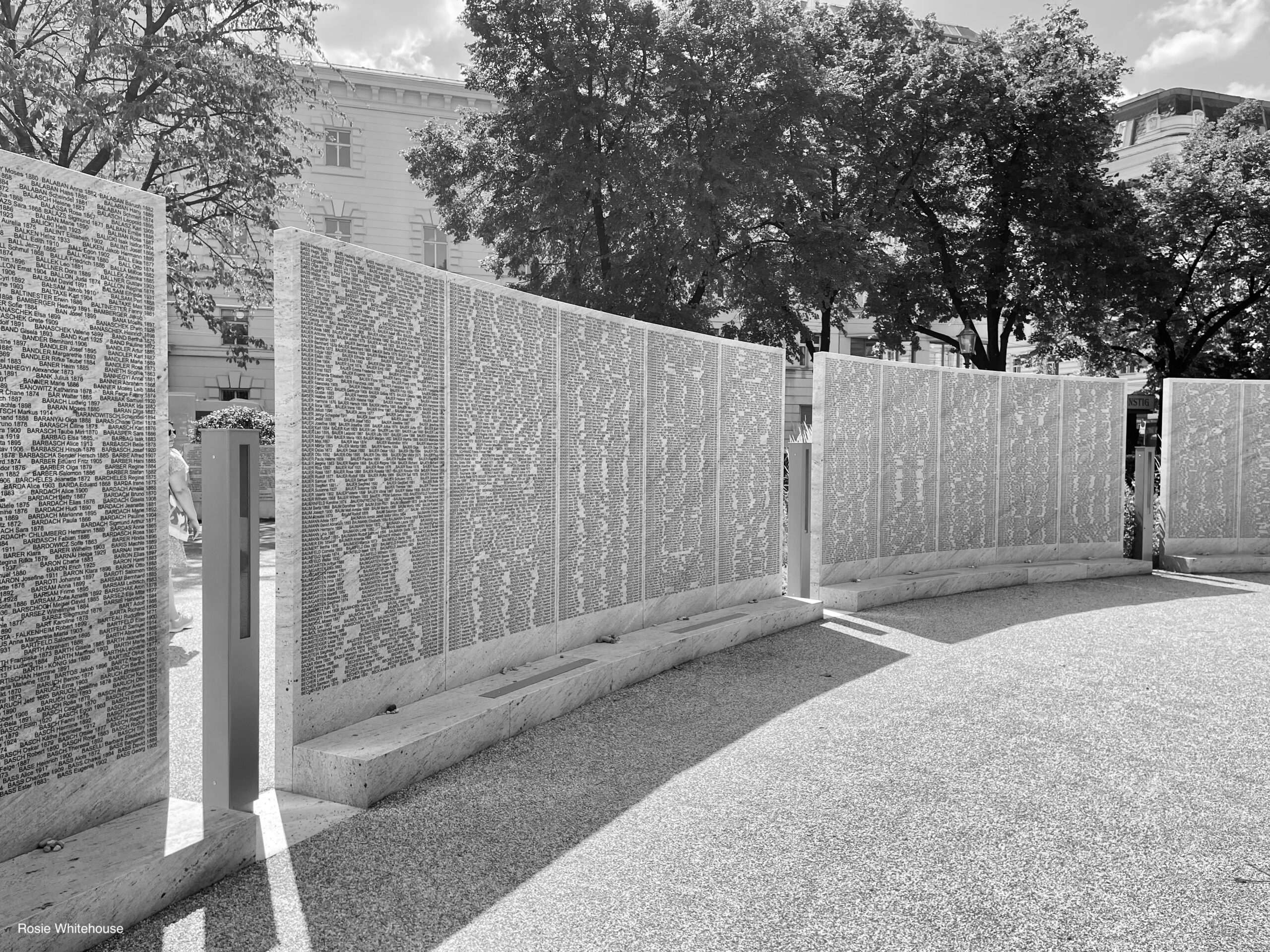 Photograph of Shoah Wall of Names Memorial, Vienna, Austria.