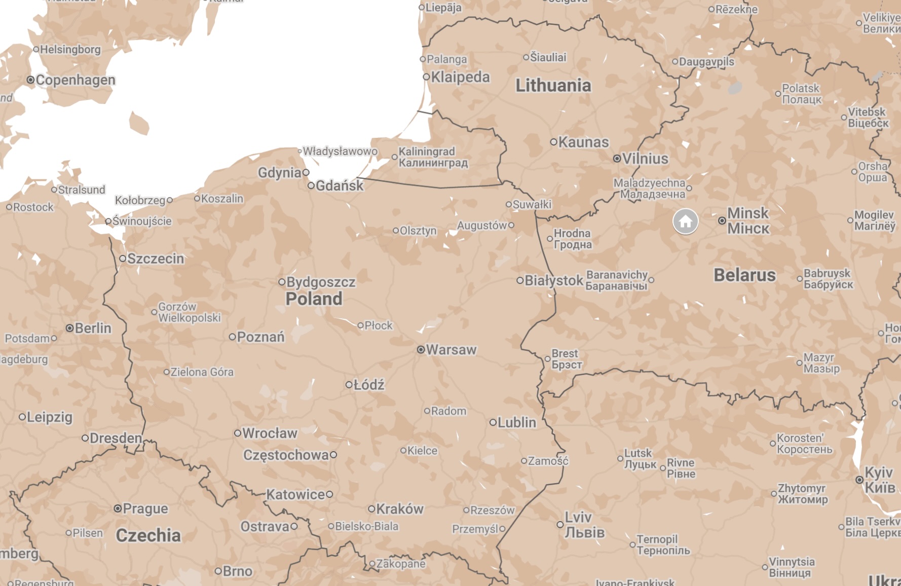 Map of Ivyanets, Belarus.