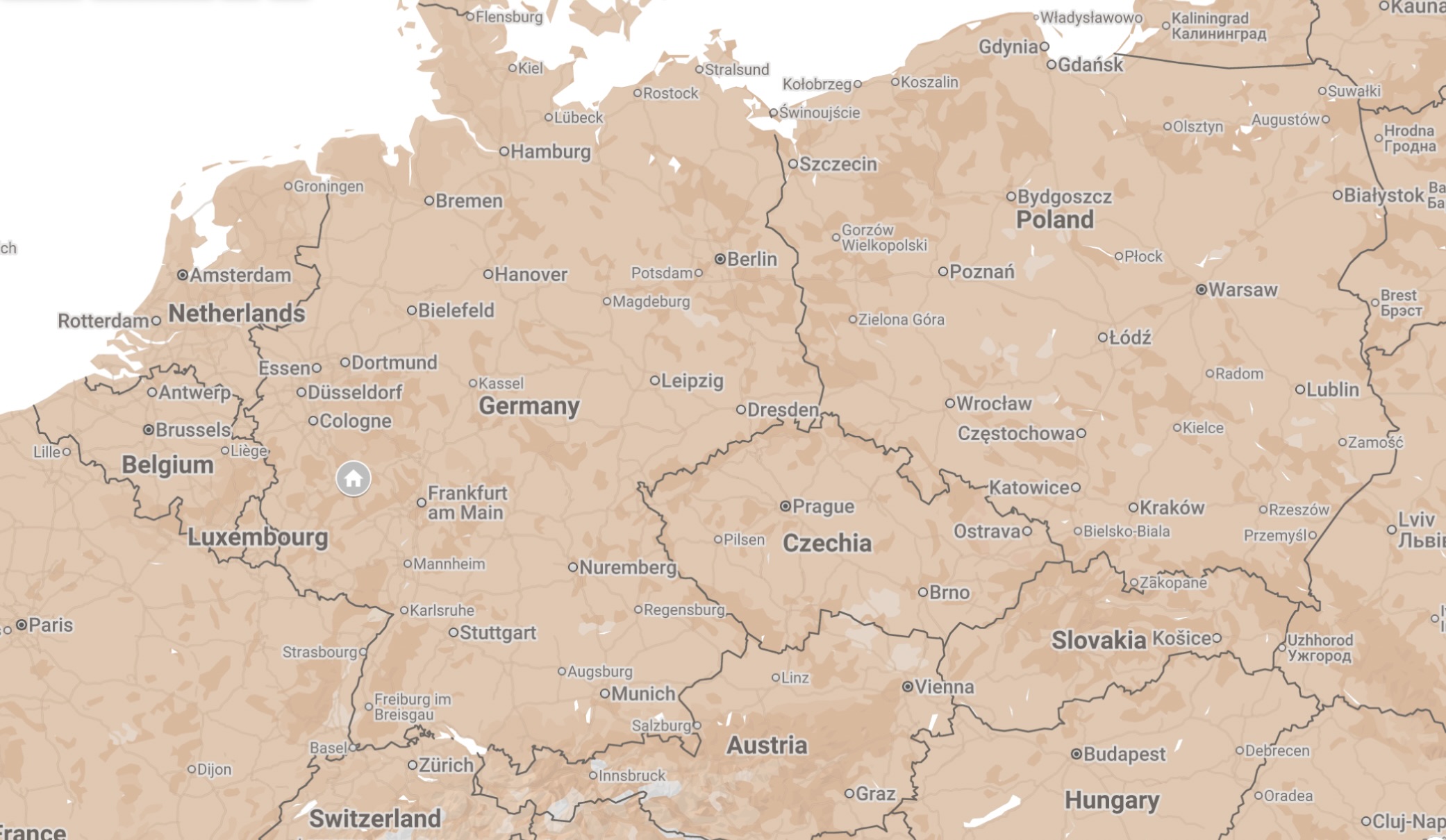 Map of Koblenz, Germany.