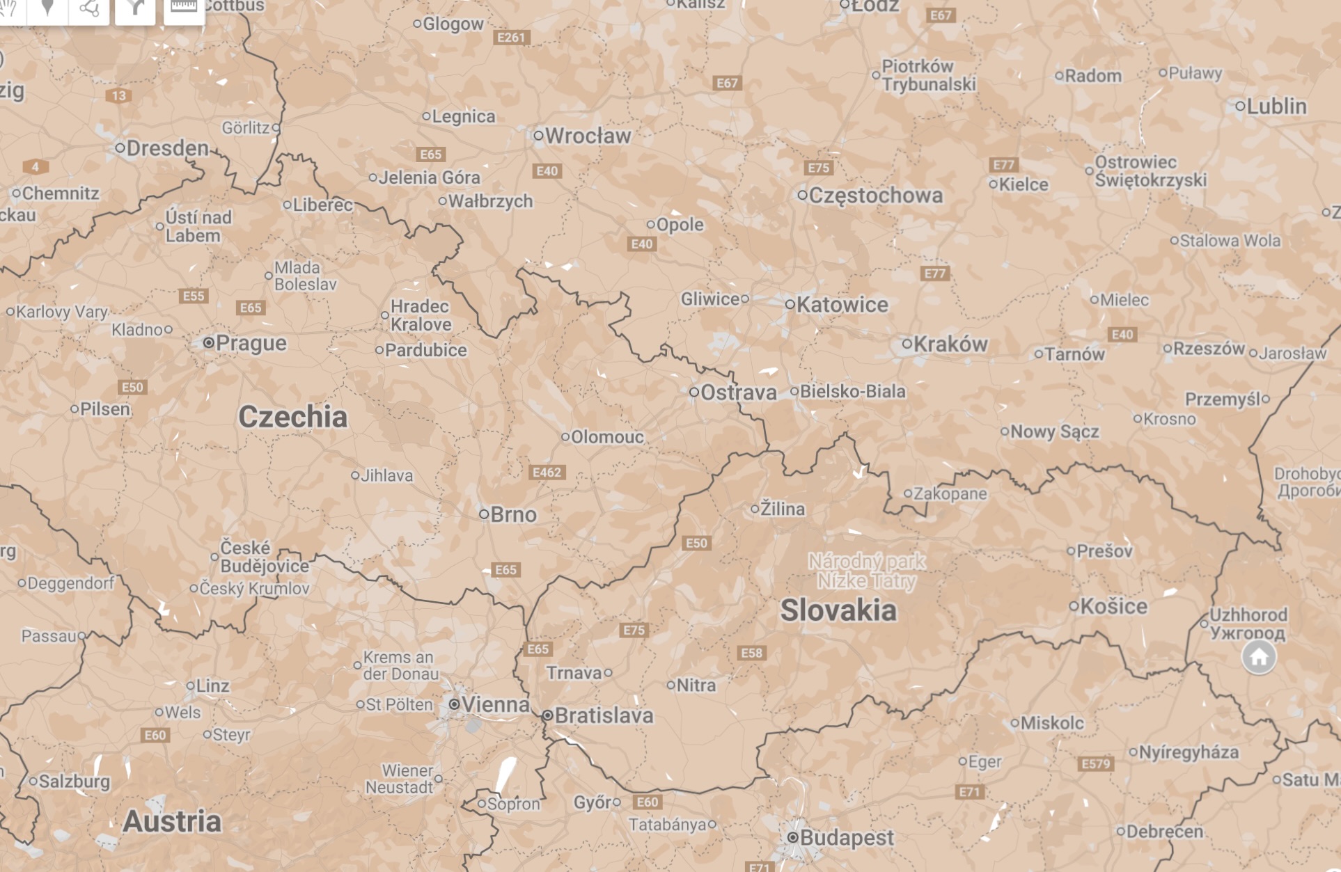 Map of Mukachevo, Ukraine.