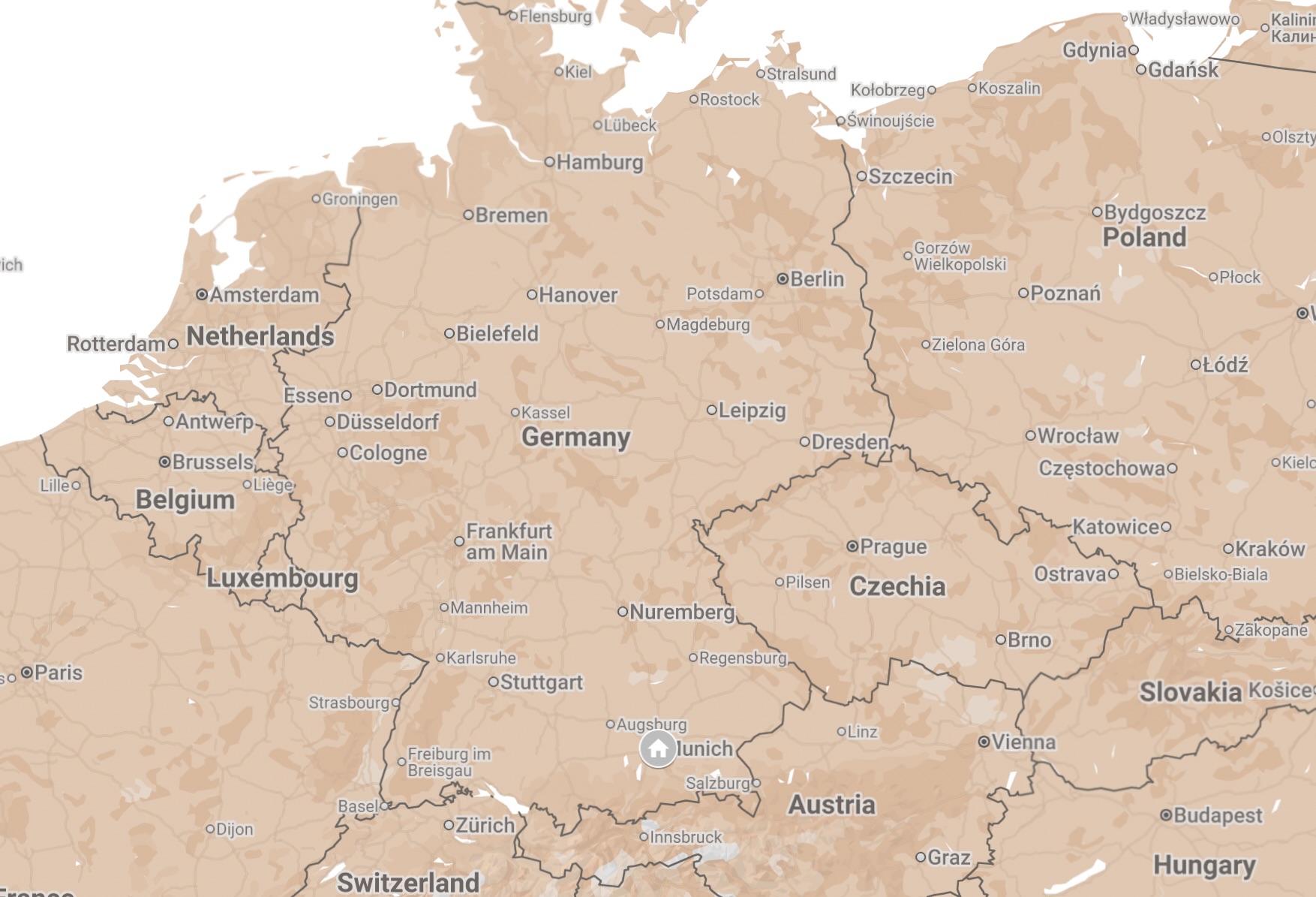 Map of Munich, Germany.