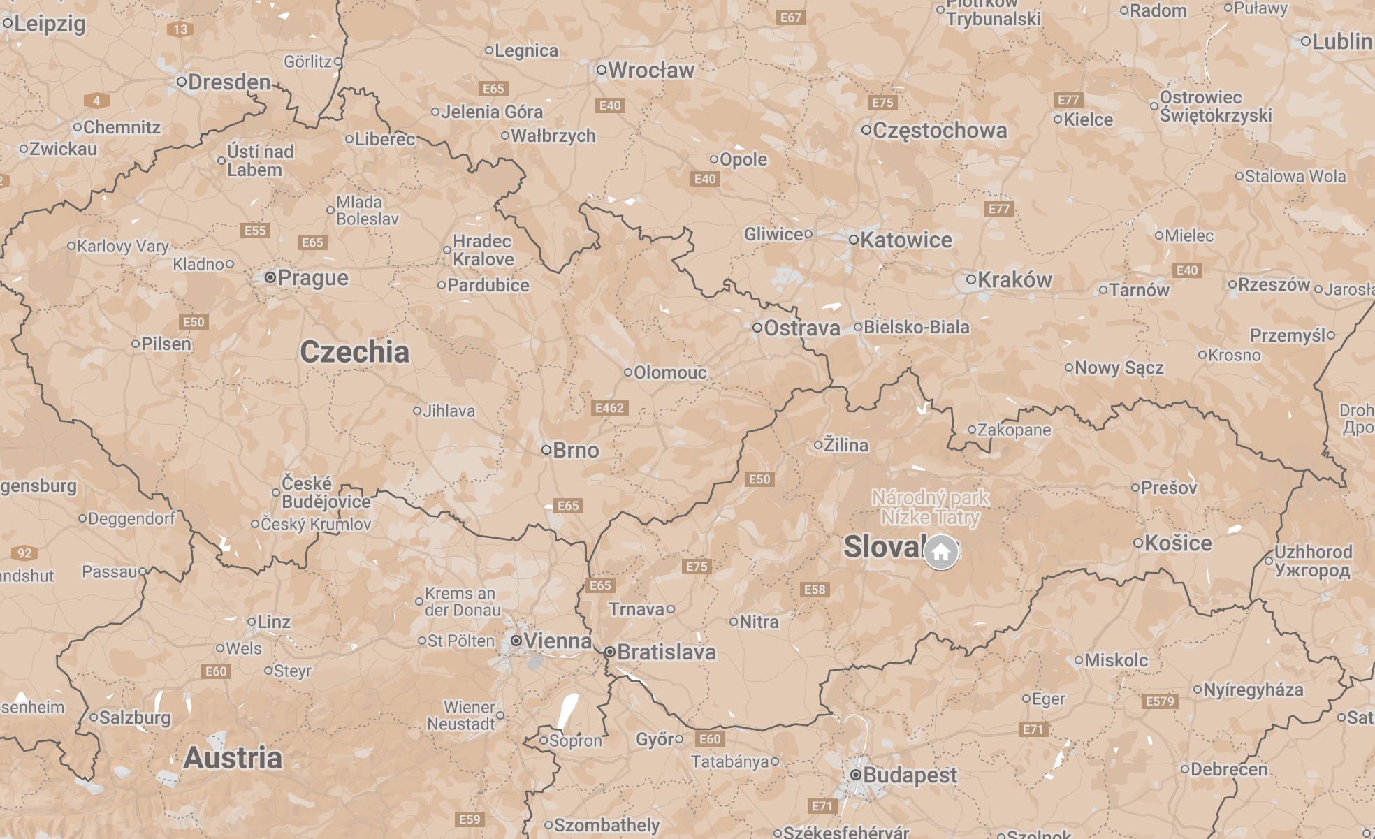 Map of Slovakia.