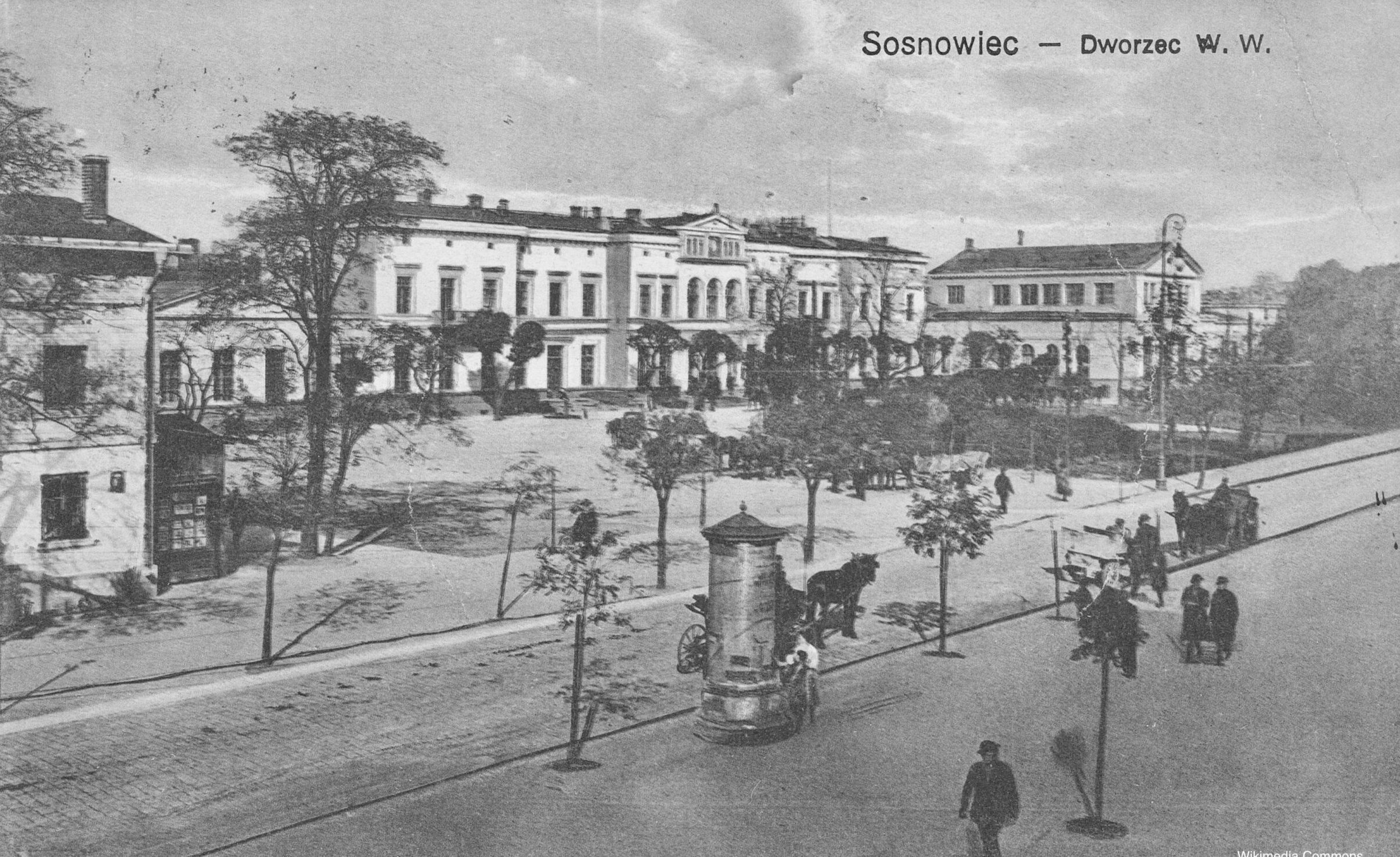 Photograph of a postcard of Sosnowiec, Poland in 1921.