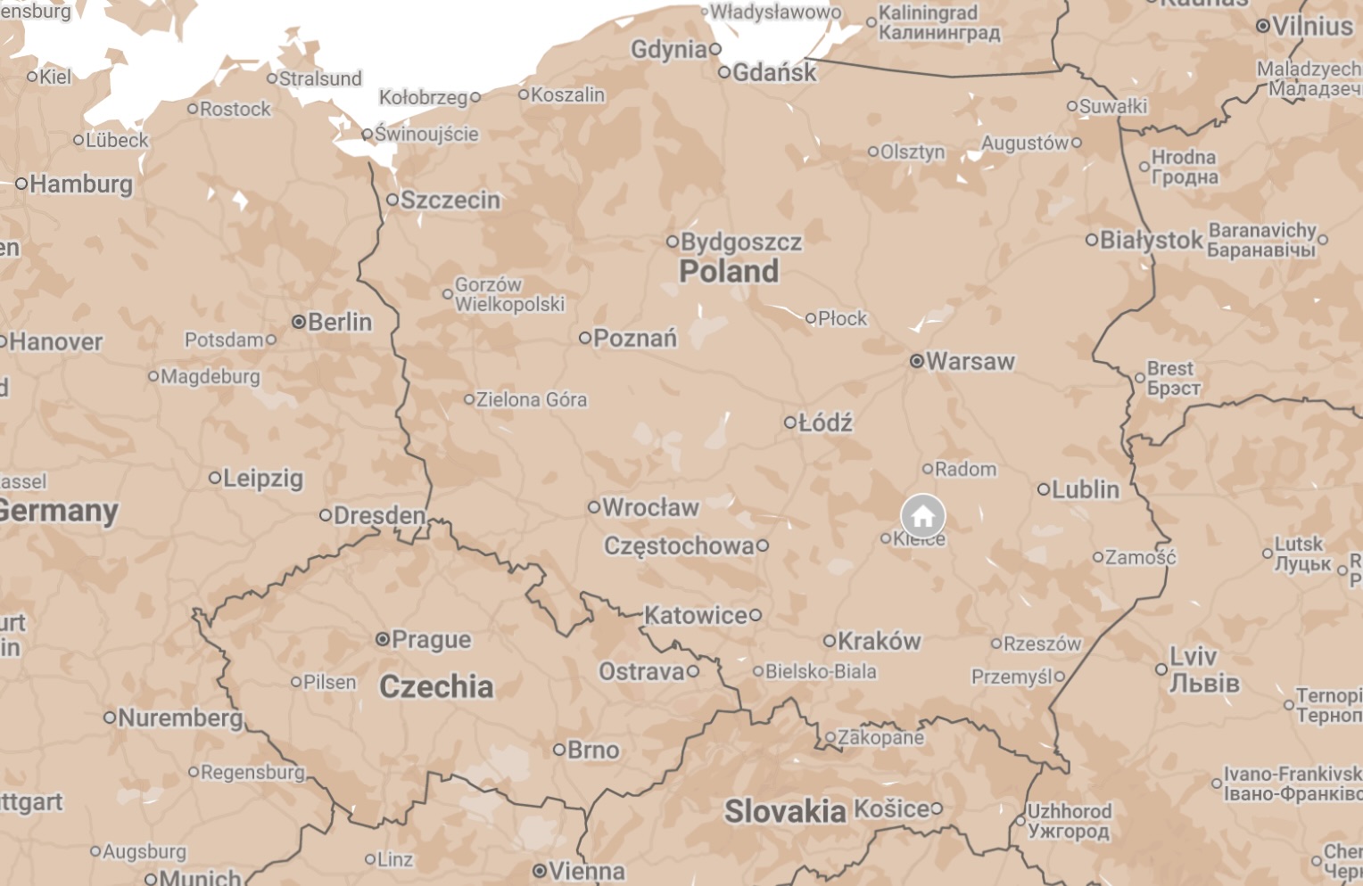 Map of Starachowice, Poland.