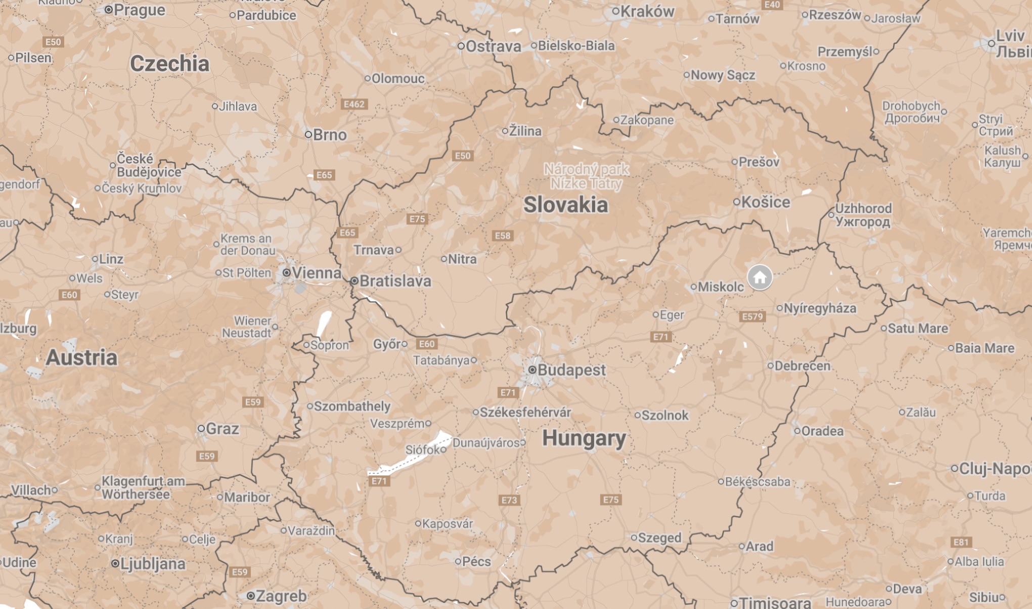 Map of Szabolcs, Hungary.