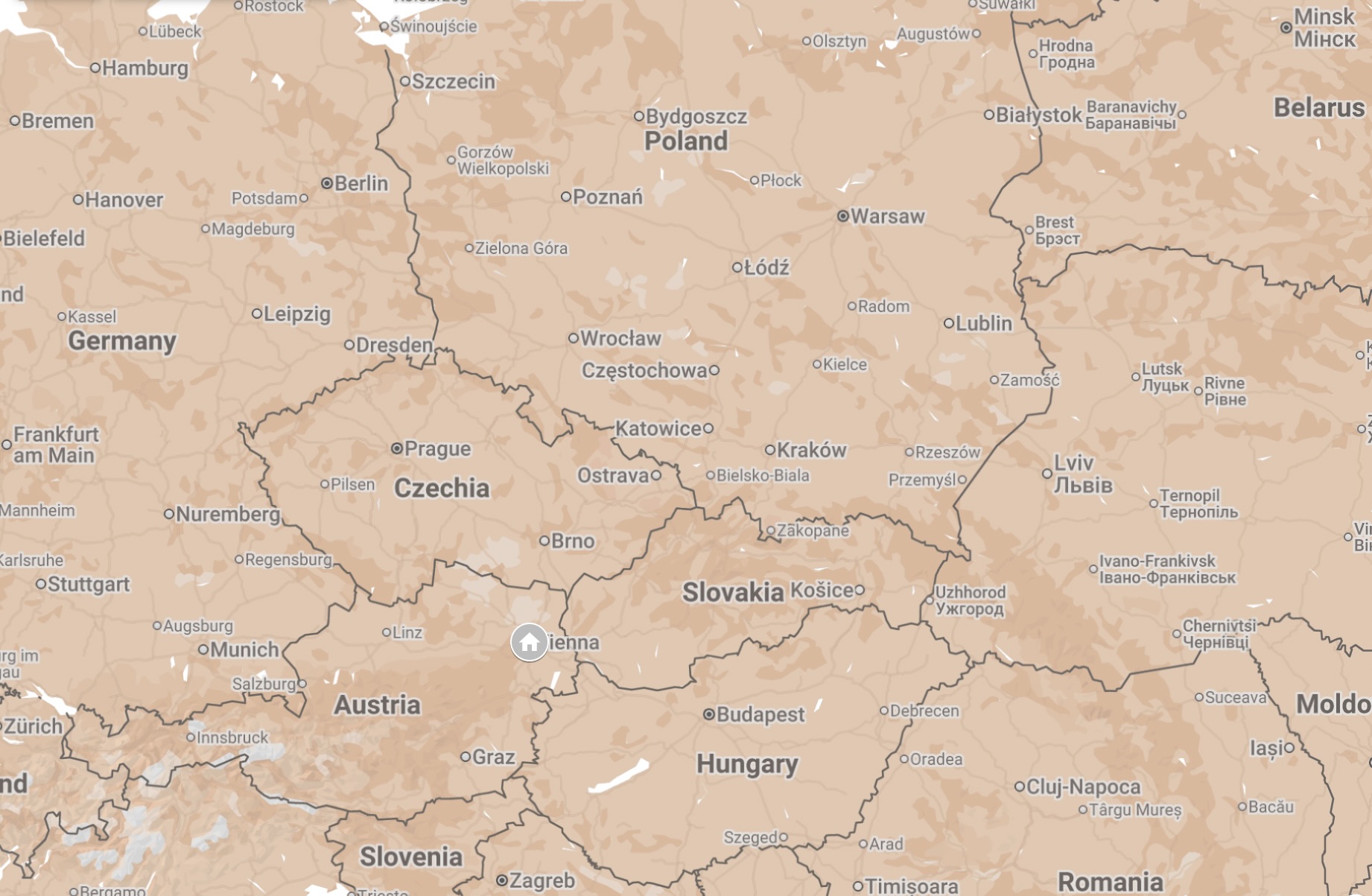 Map of Vienna, Austria.