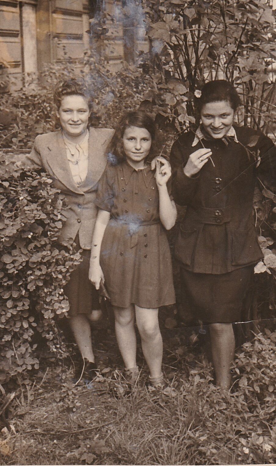 Photograph of 1945, July, Prague, Czechoslovakia, L to R - Roma, Renata, Cesia (cousin)
