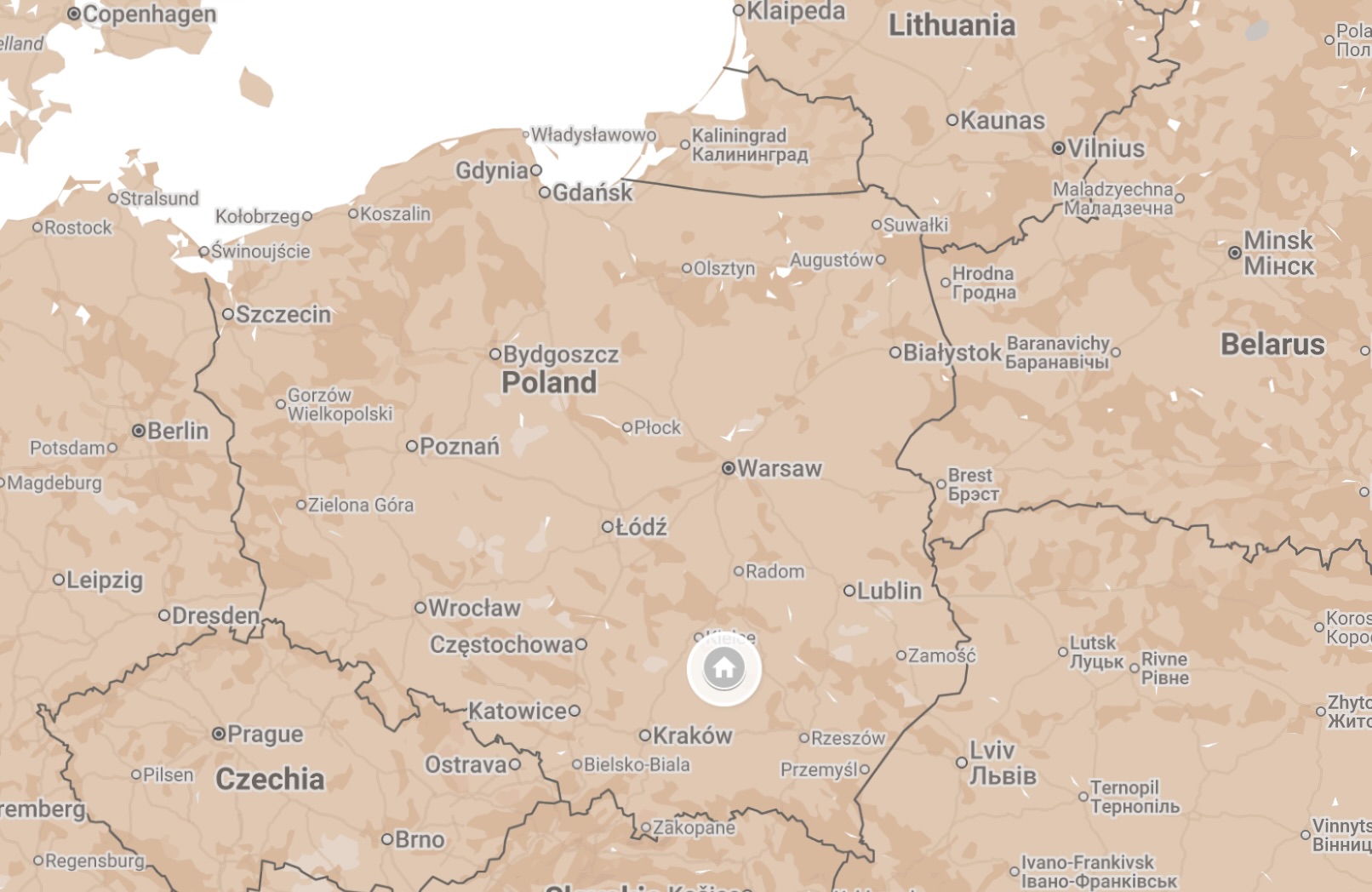 Map of Swietokrzskie Voivodship, Poland.