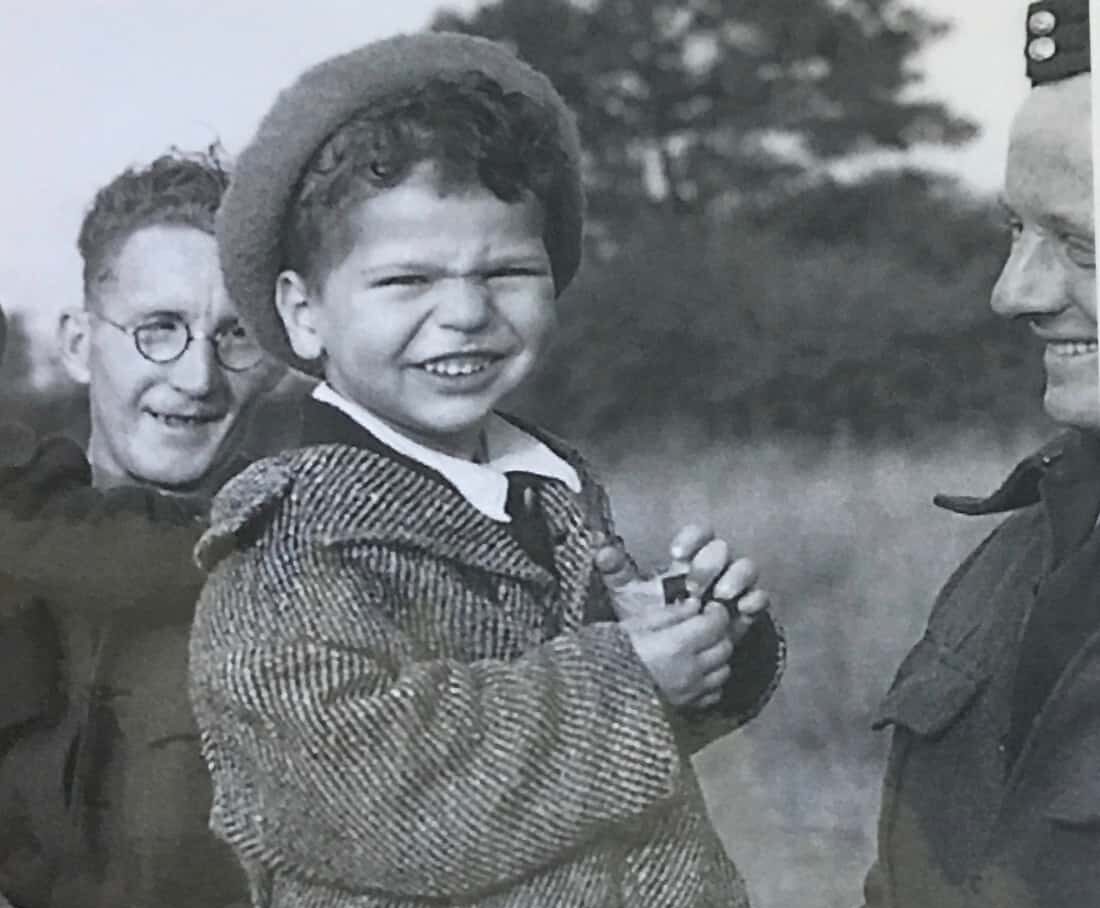 Photograph of Jackie Young at Crosby-on-Eden airfield in August 1945.