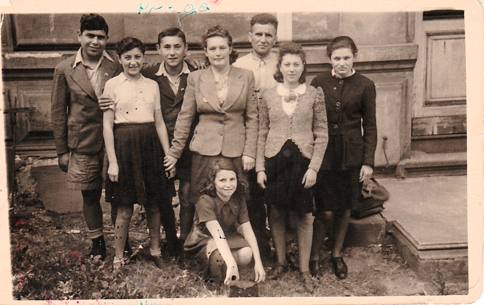 Photograph of Prague July 1945. (Renata Strauss kneeling.)