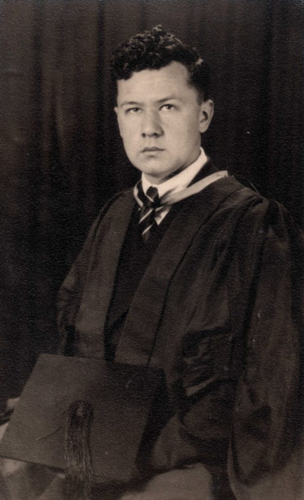 Photograph of Jerzy Herszberg at his graduation in 1952.
