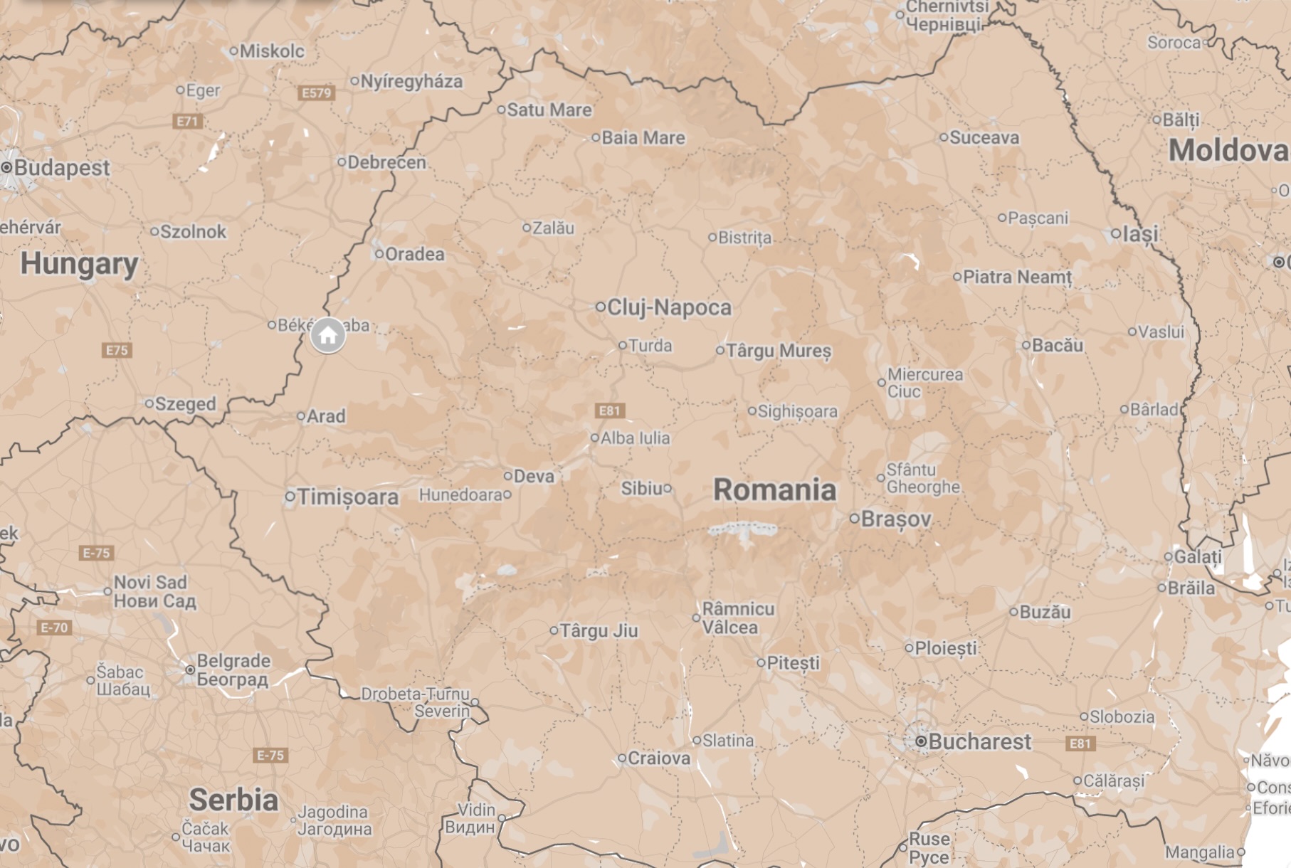 Map of Crisana Province, Romania.