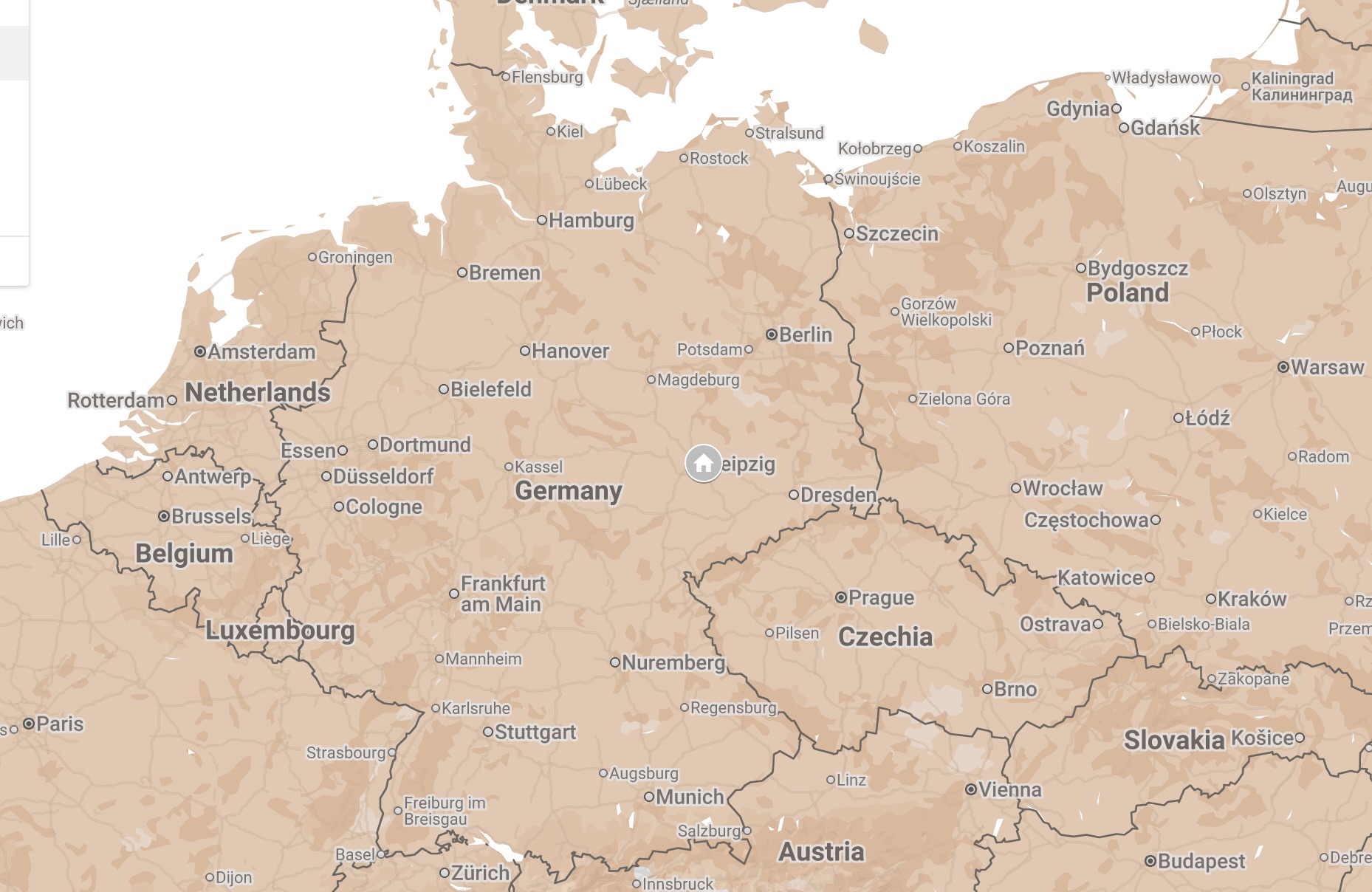 Map of Leipzig, Germany.