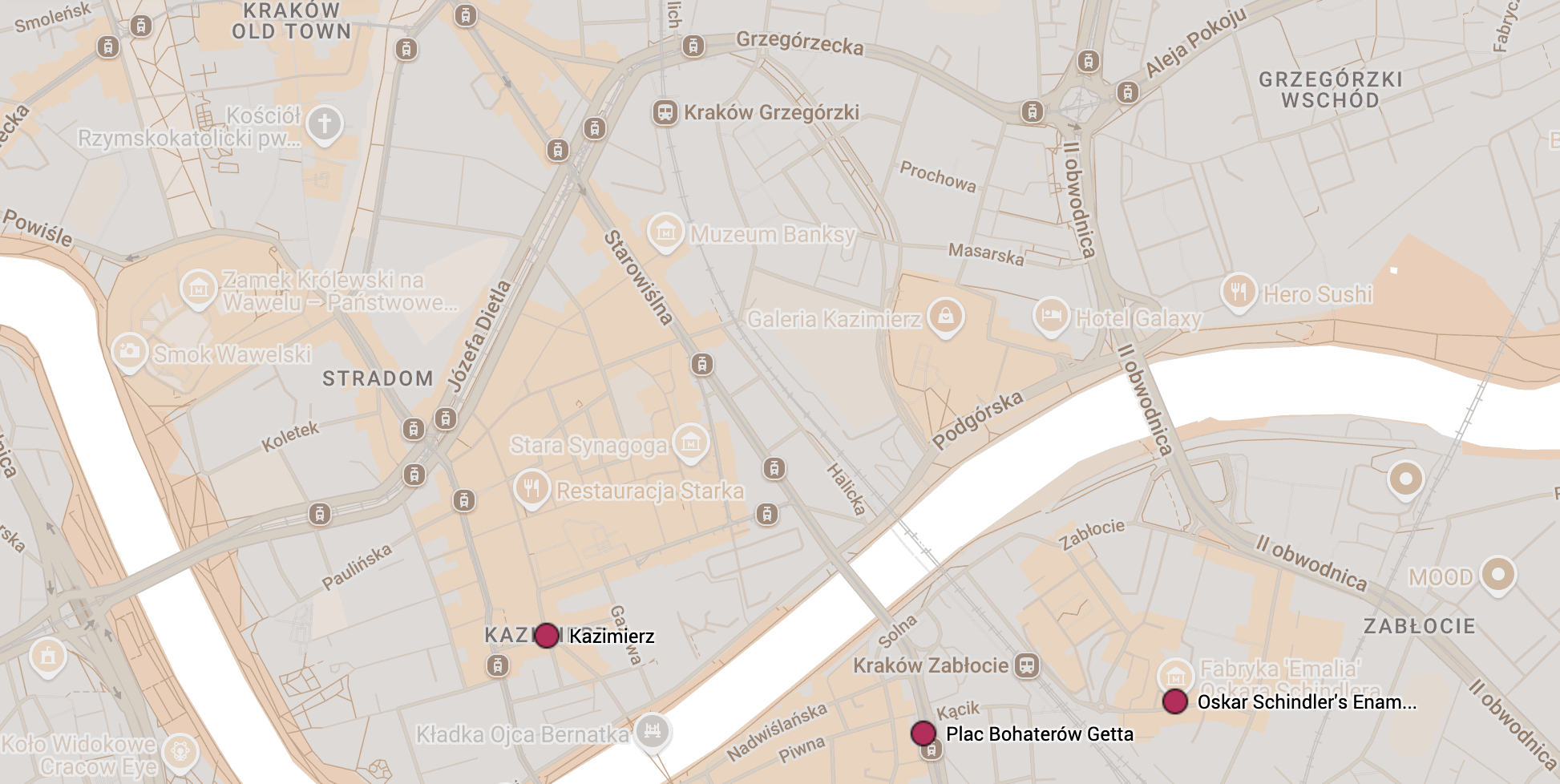 Map of Krakow