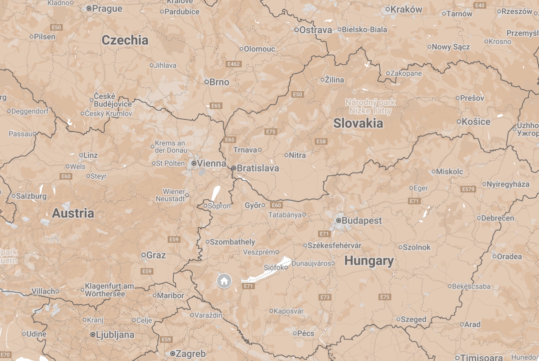 Map of Zala County, Hungary.