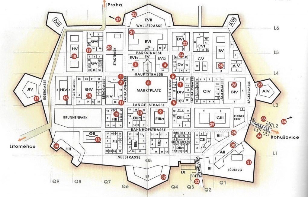 Map of the Theresienstadt Ghetto.