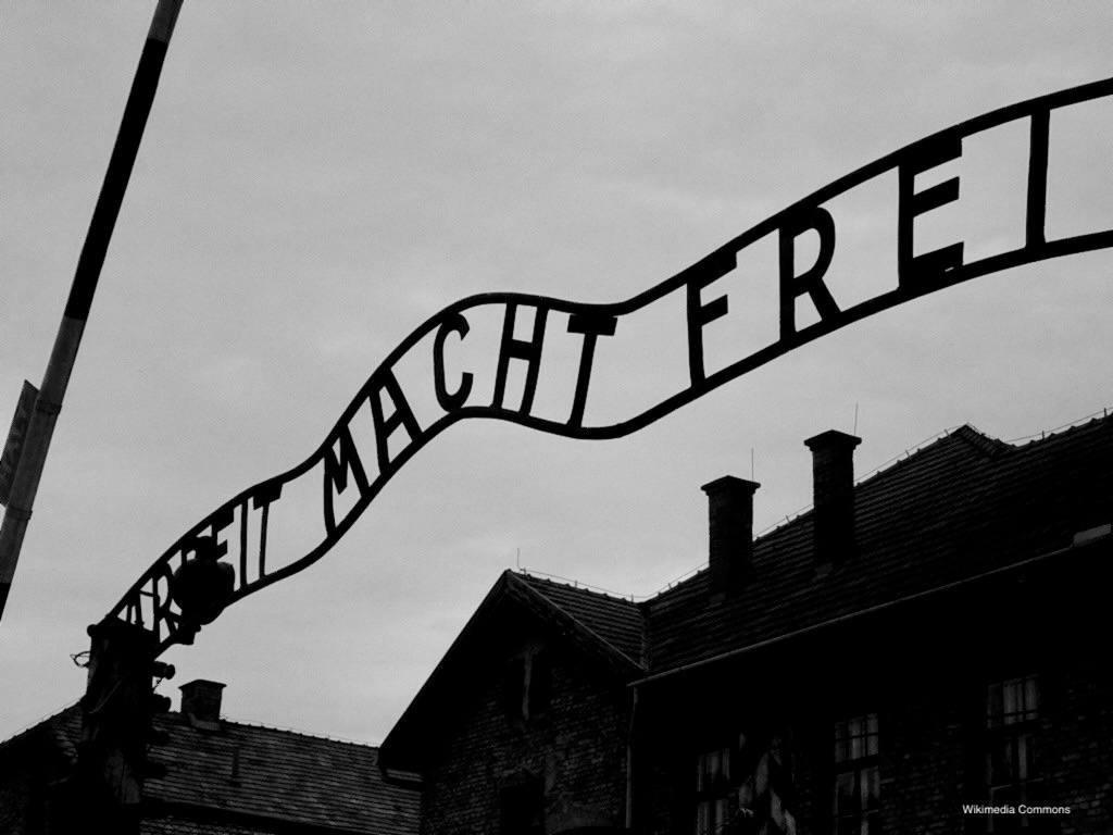 A photograph of the Auschwitz I Gate.