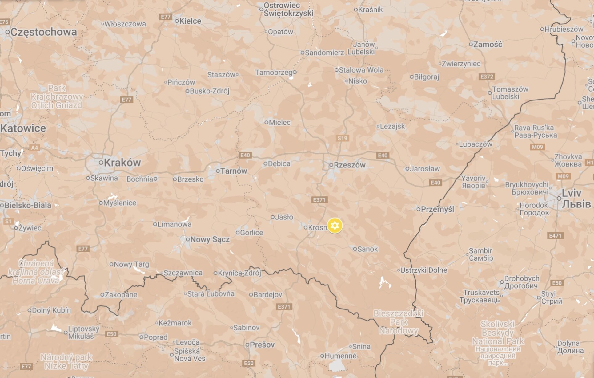 Map of Brzozow Ghetto.