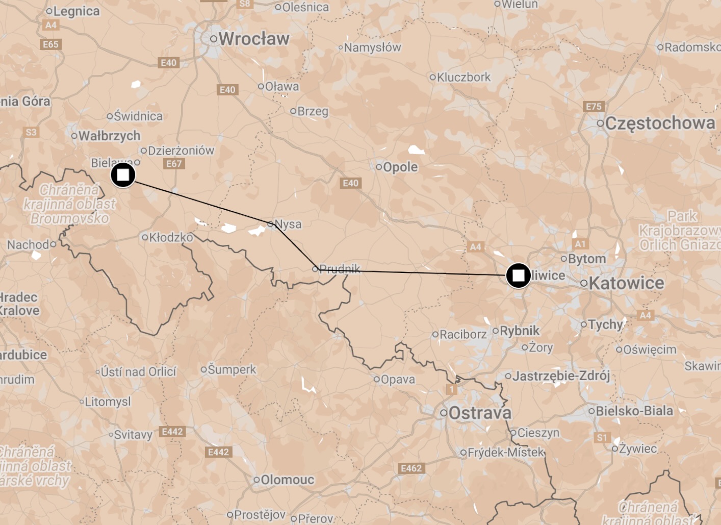 Map of Death March Riese-Gross Rosen.