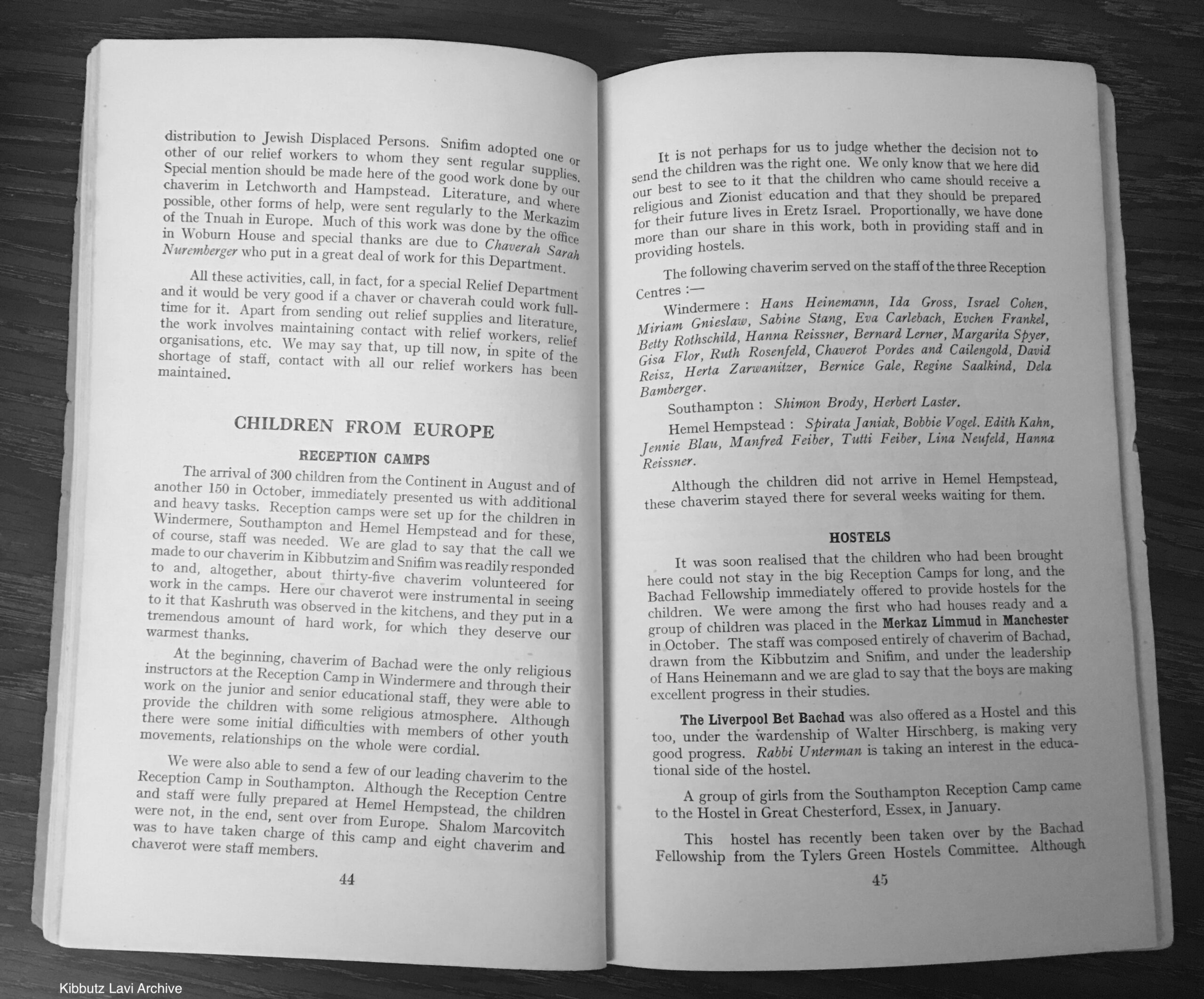 Photograph of Bachad documents in the Kibbutz Lavi Archive in Israel.