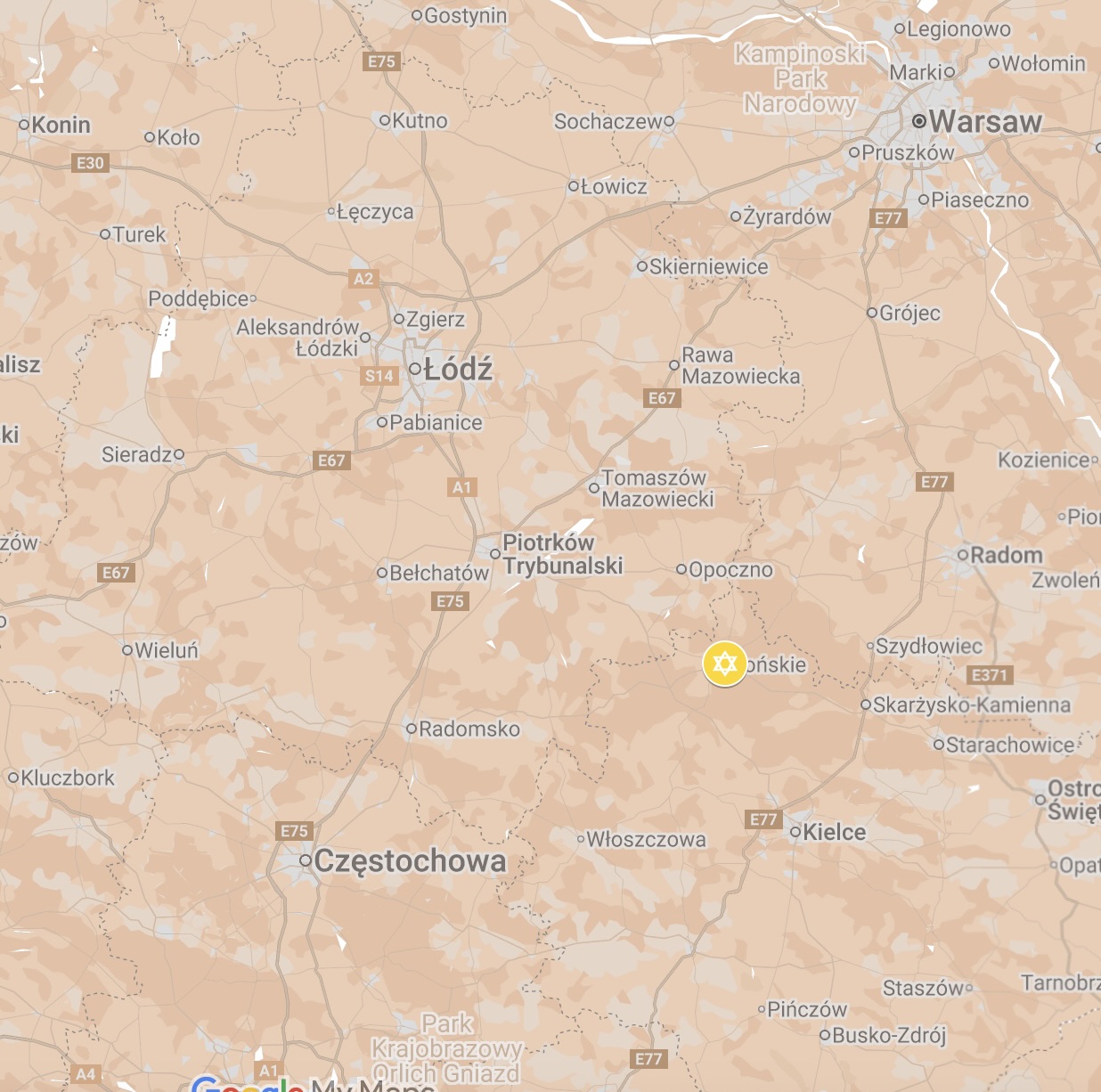 Map of Konskie Ghetto.