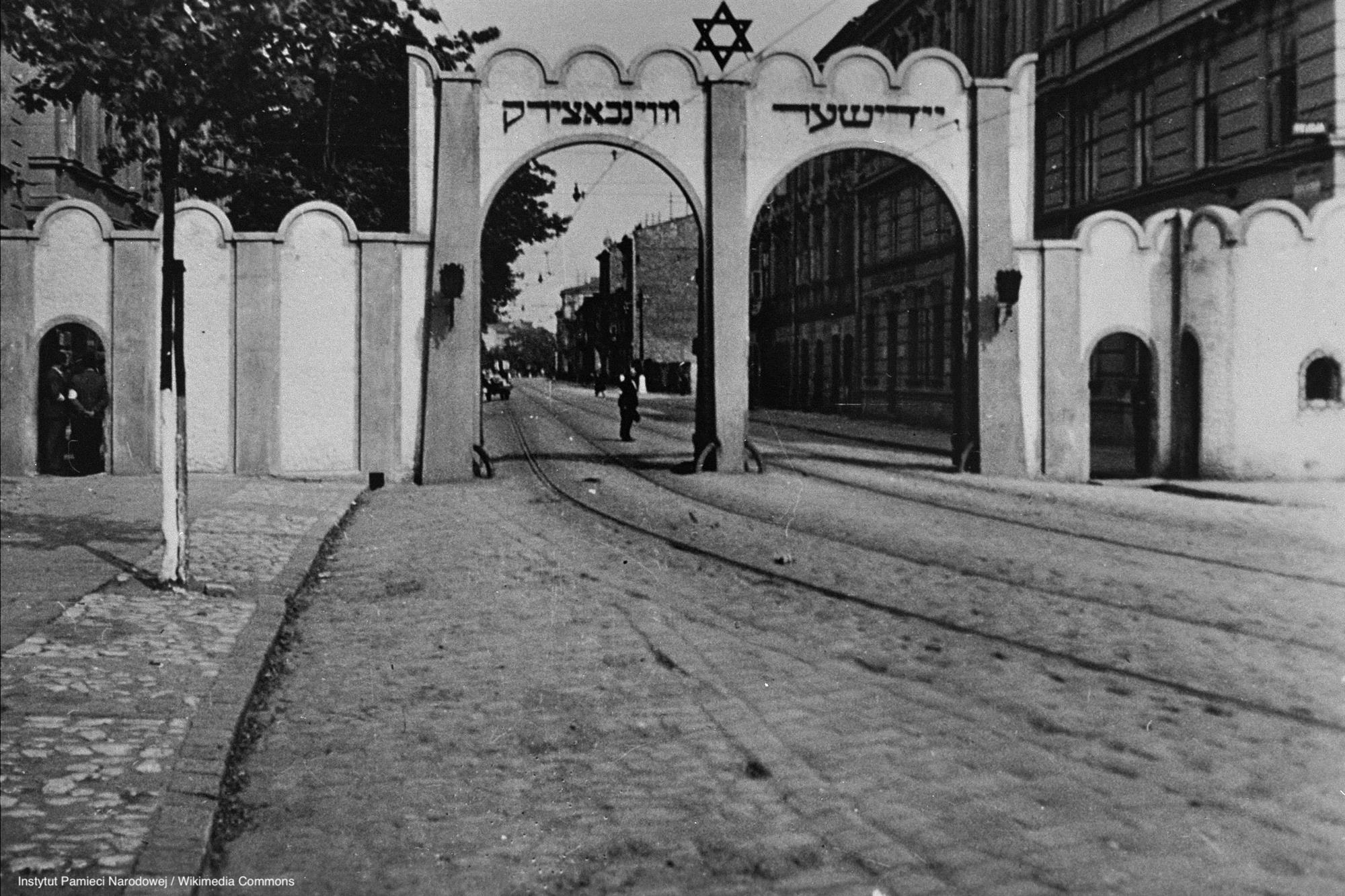 Photograph of the Ghetto Gate in Kraków, Poland.
