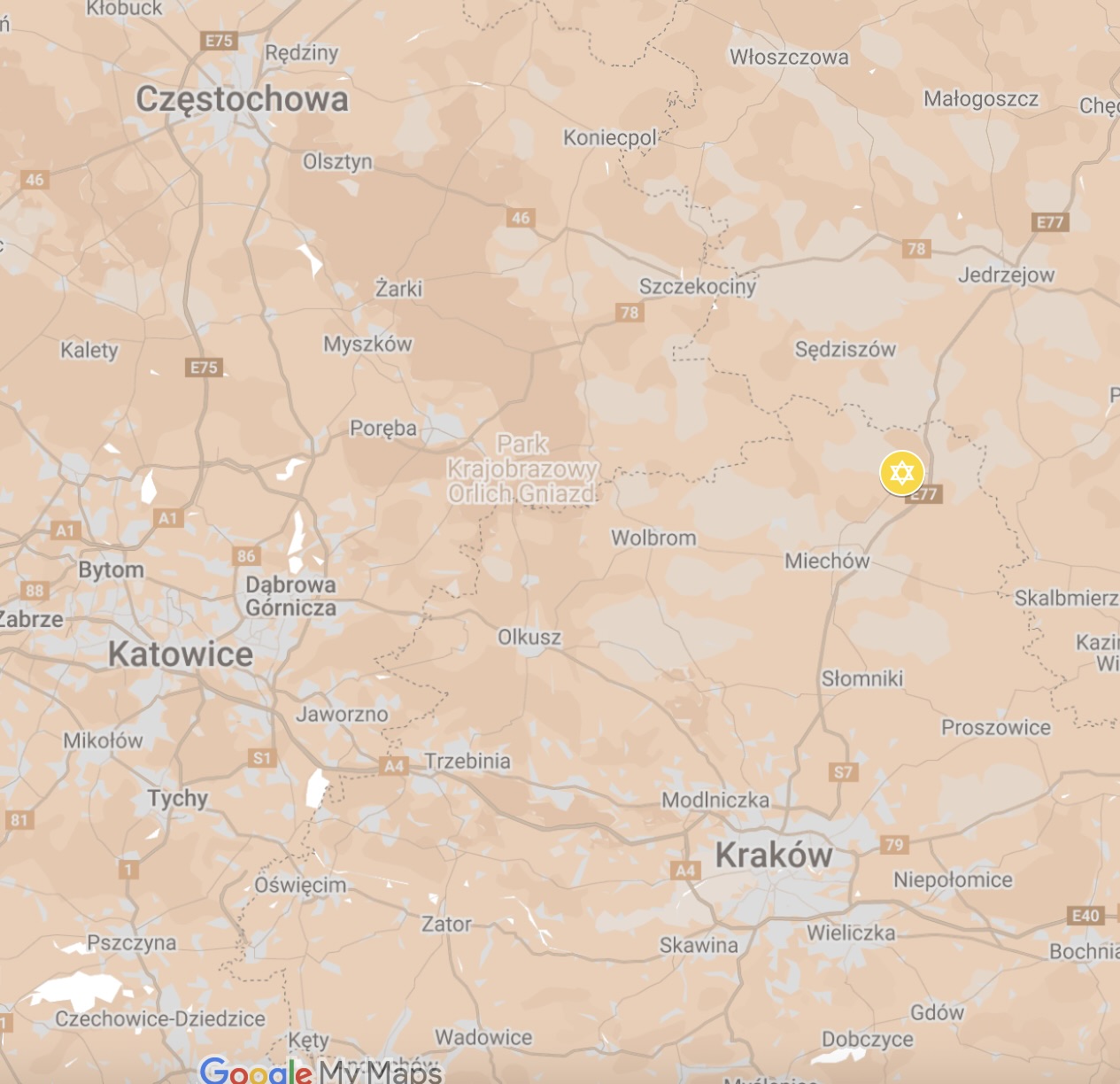 Map of Ksiaz-Wielki Ghetto.