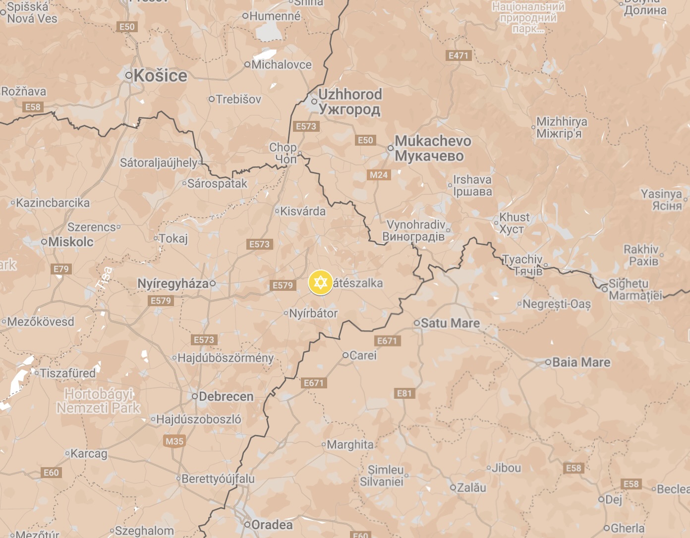 Map of Mátészalka Ghetto.