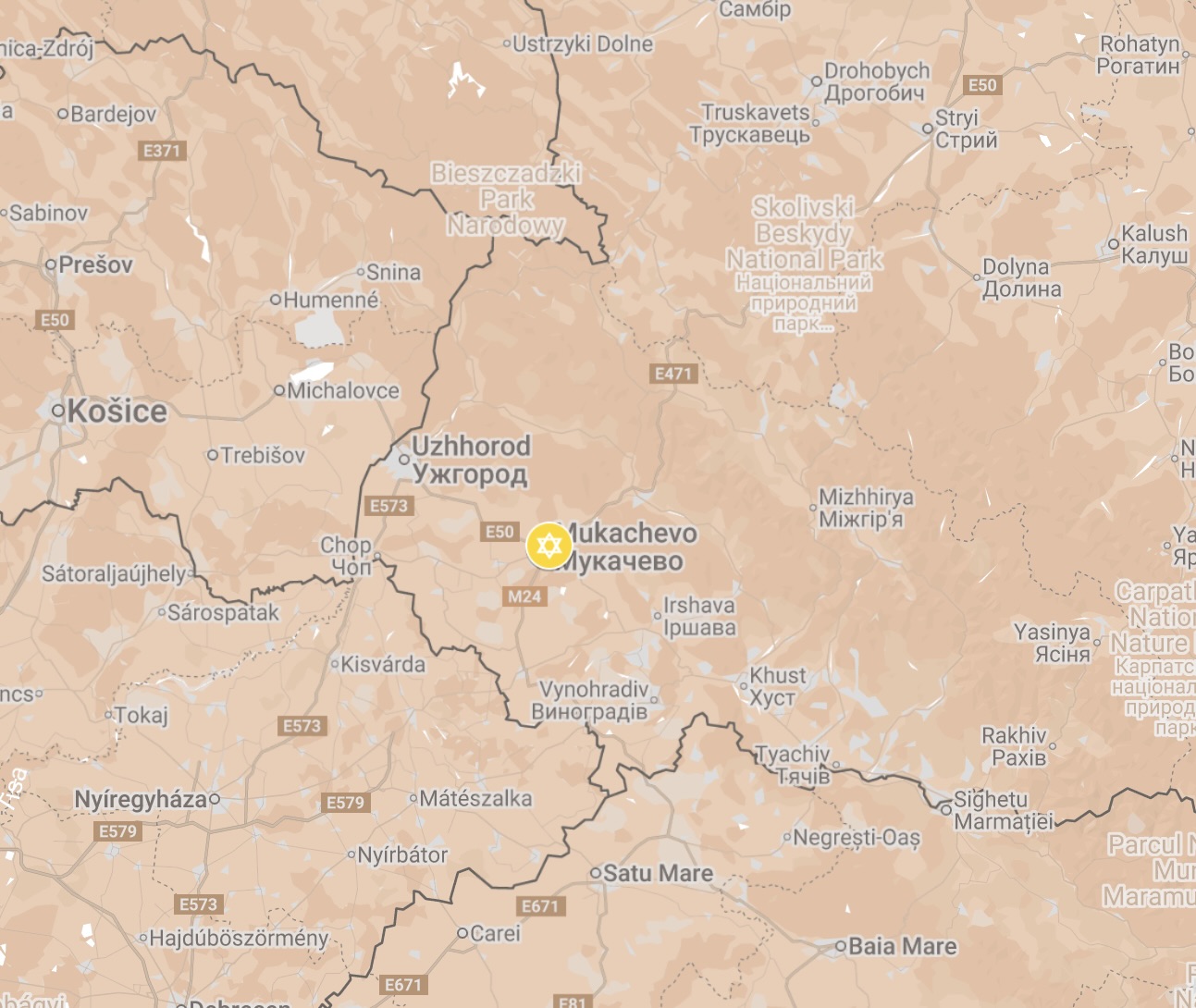 Map of Munkács Ghetto.
