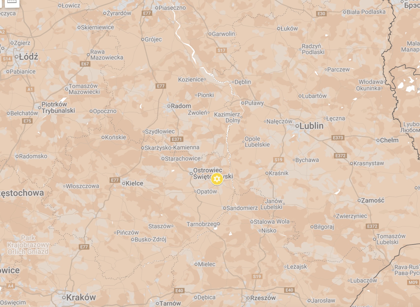 Map of Ożarów Ghetto.