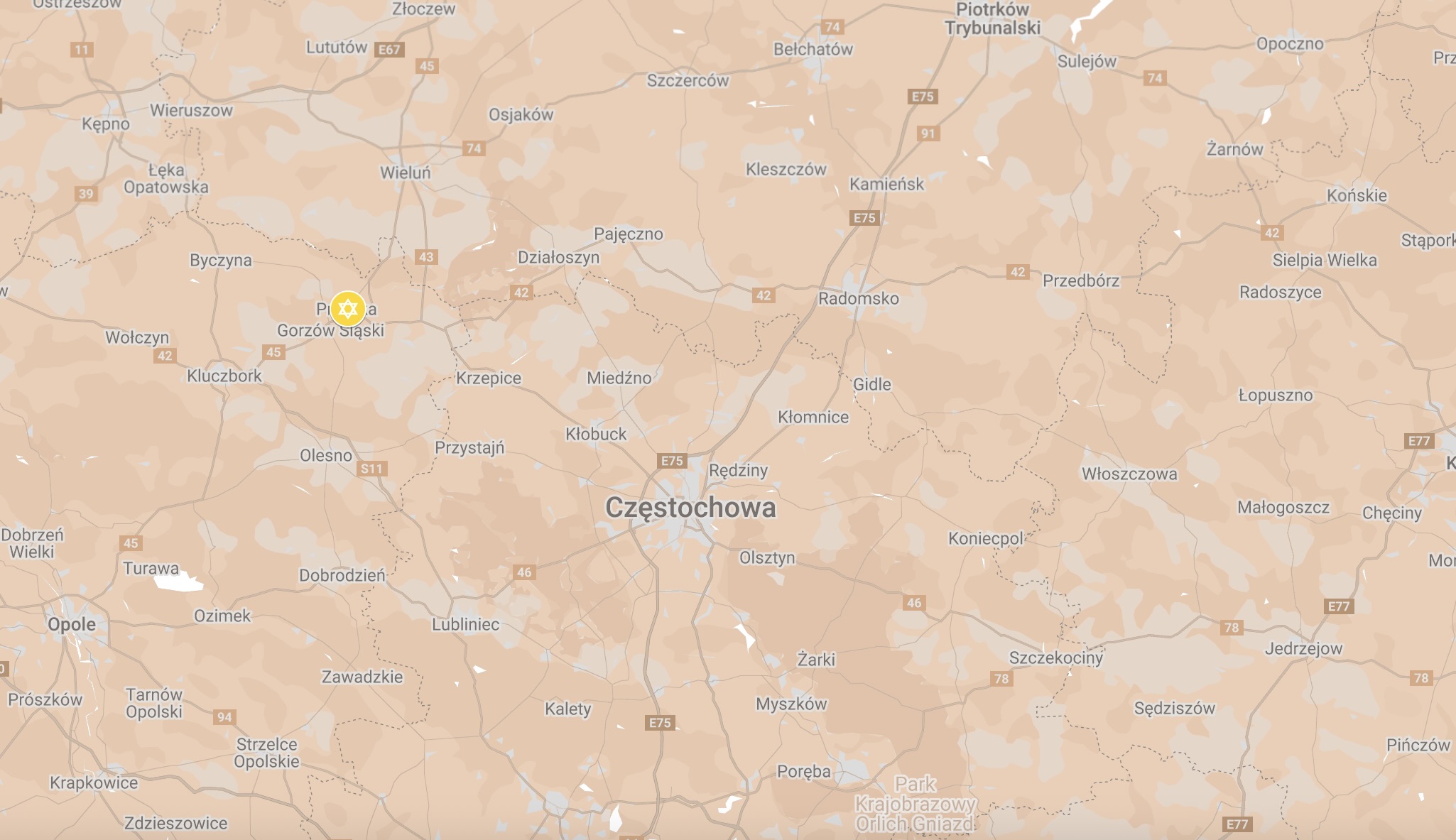 Map of Praszka Ghetto.