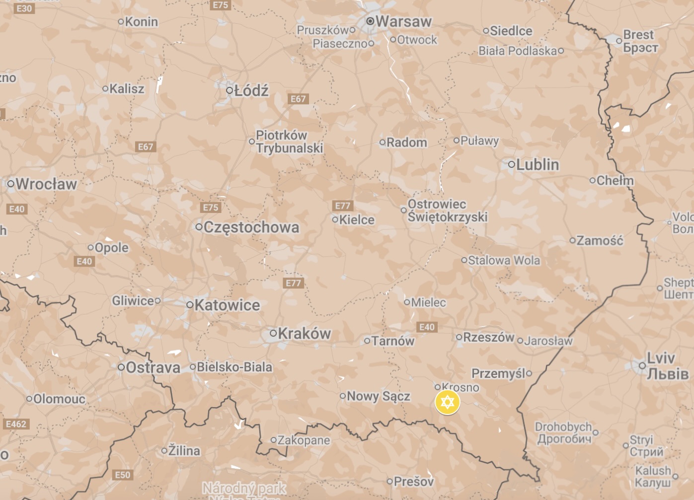 Map of Rymanow Ghetto.