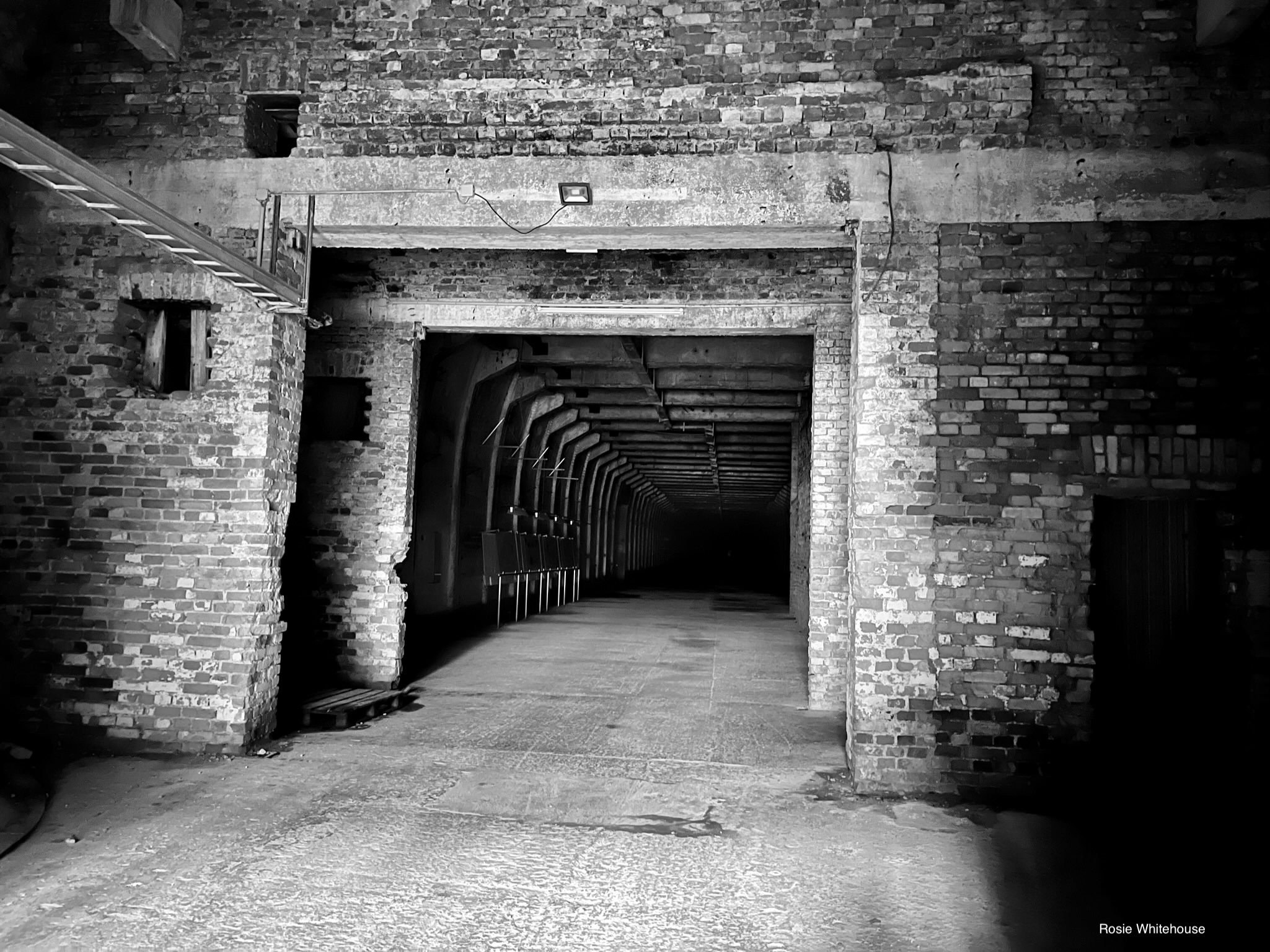 Photographs of tunnels built for armaments storage at the former Ebensee Concentration Camp, Austria.