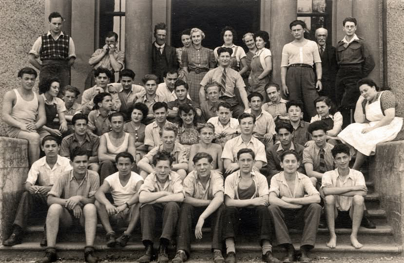 Photograph of Cardross, 1945, Krulik Wilder front in T-shirt 3rd from left.