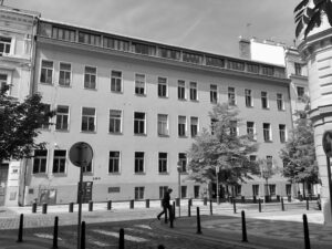 Photograph of the former Belgická orphanage in Prague, Czechia.