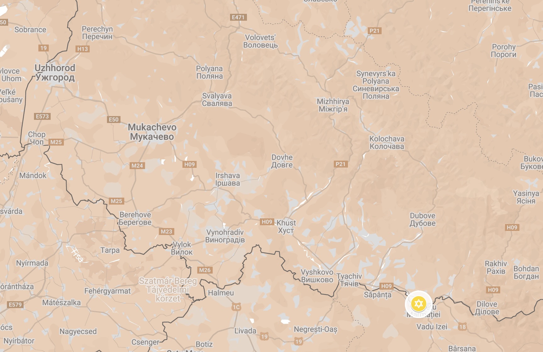 Map of Aknaszlatina Ghetto.